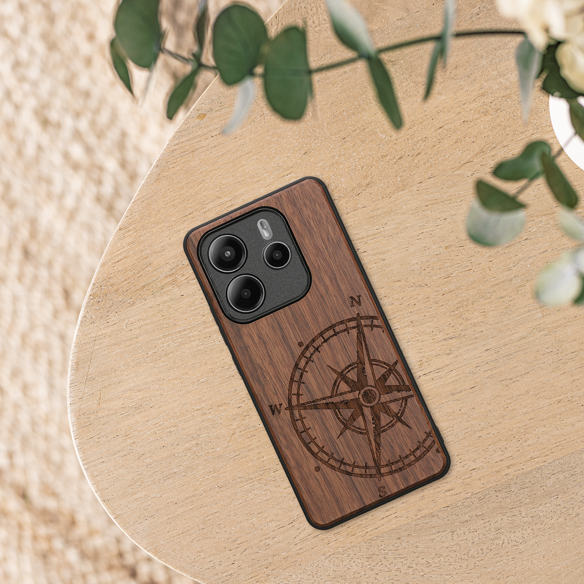 Dřevěný kryt Xiaomi Redmi Note 14 5G (Not for 4G) TPU nárazník tmavě hnědá kwmobile