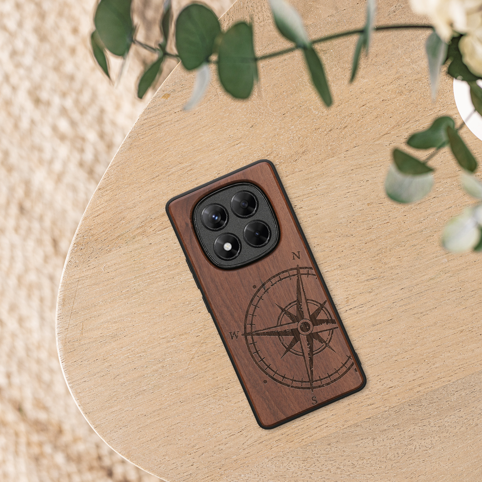 Dřevěný kryt Xiaomi Redmi Note 14 Pro 4G TPU nárazník tmavě hnědá kwmobile