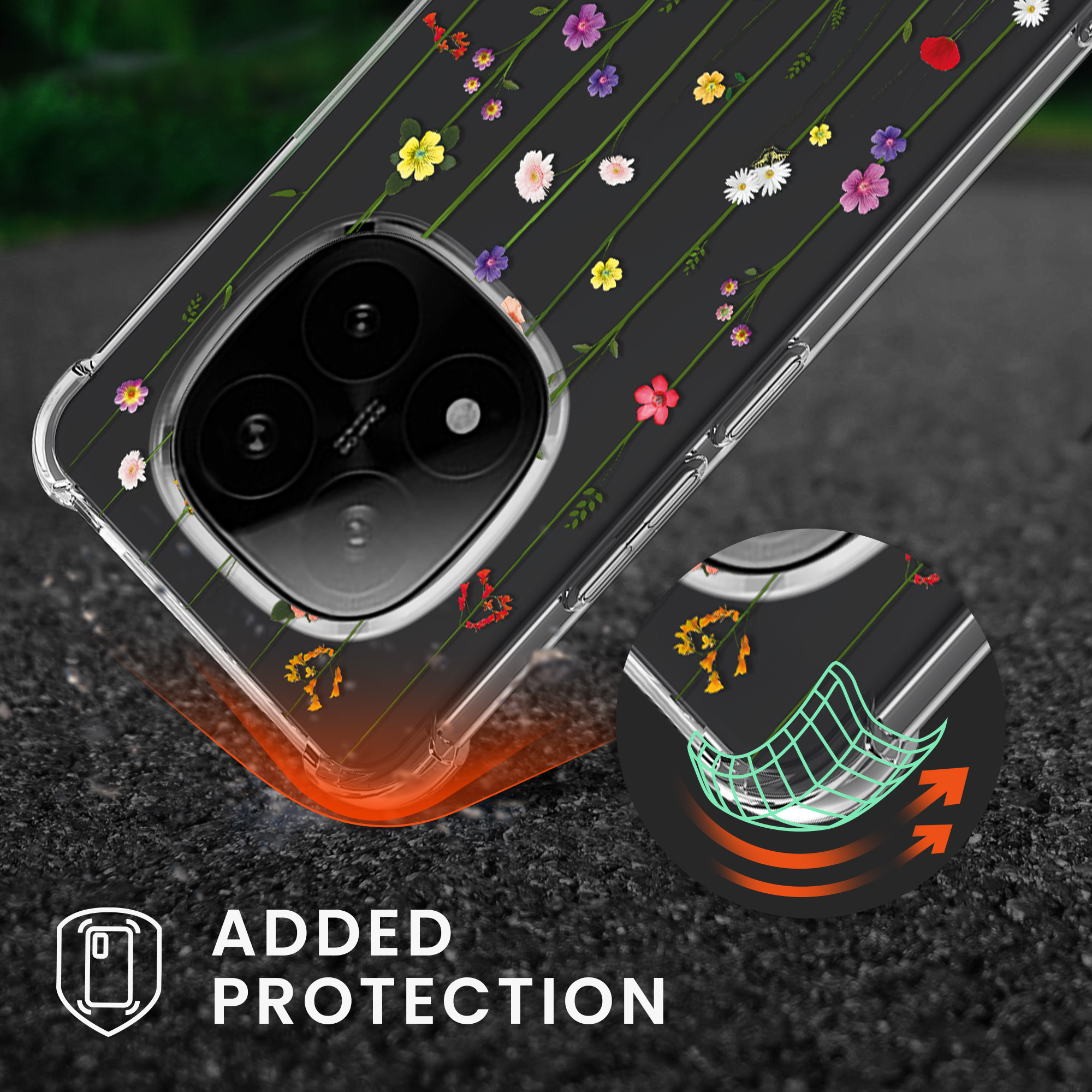 Kryt Xiaomi Redmi Note 14 Pro 4G crossbody popruh divoké kvítí - vícebarevná kwmobile