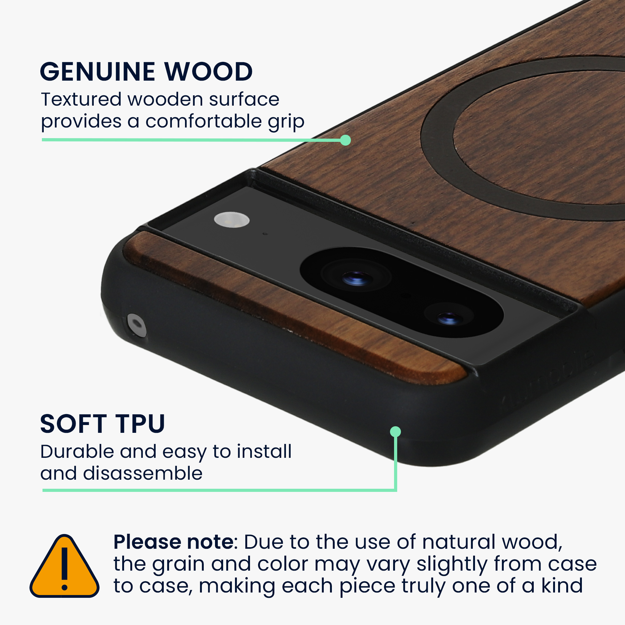 TPU kryt kwmobile Google Pixel 8 - Dark Brown wood