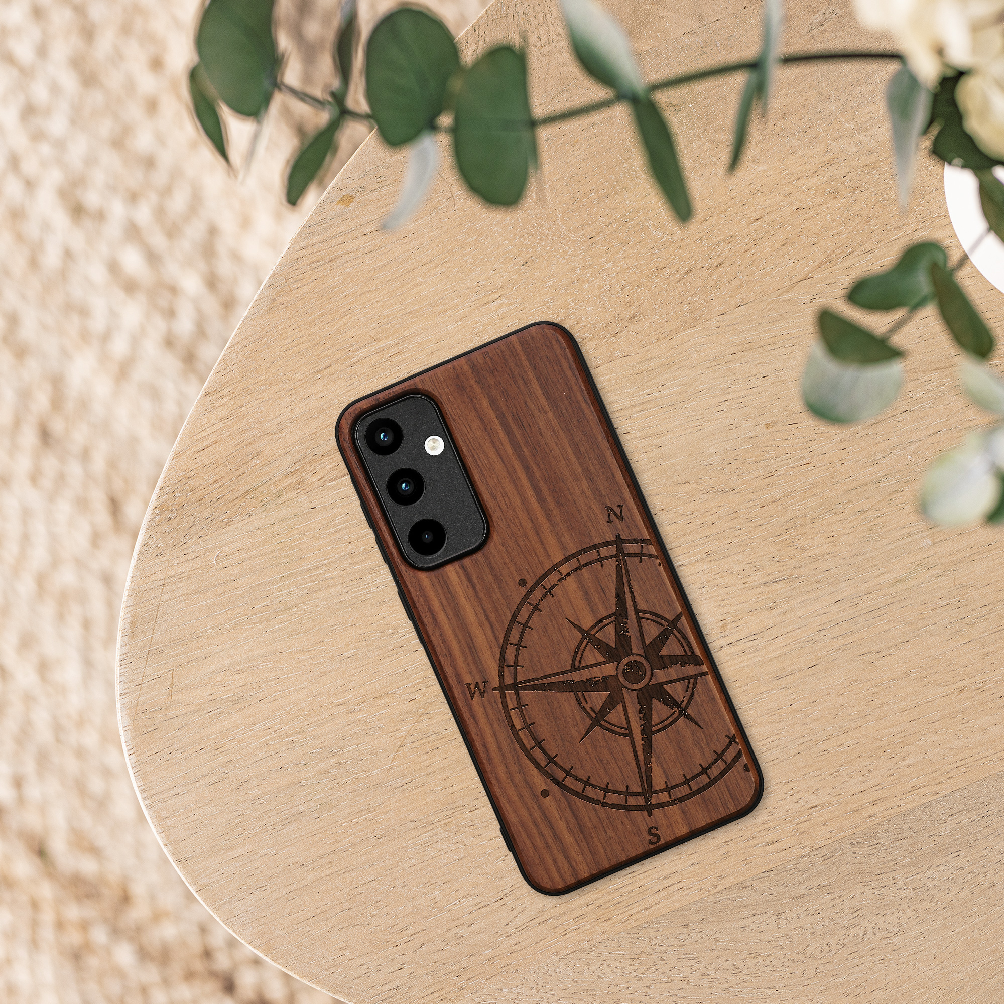 Dřevěný kryt na mobil Samsung Galaxy A55 5G kwmobile TPU rámeček Tmavě hnědá