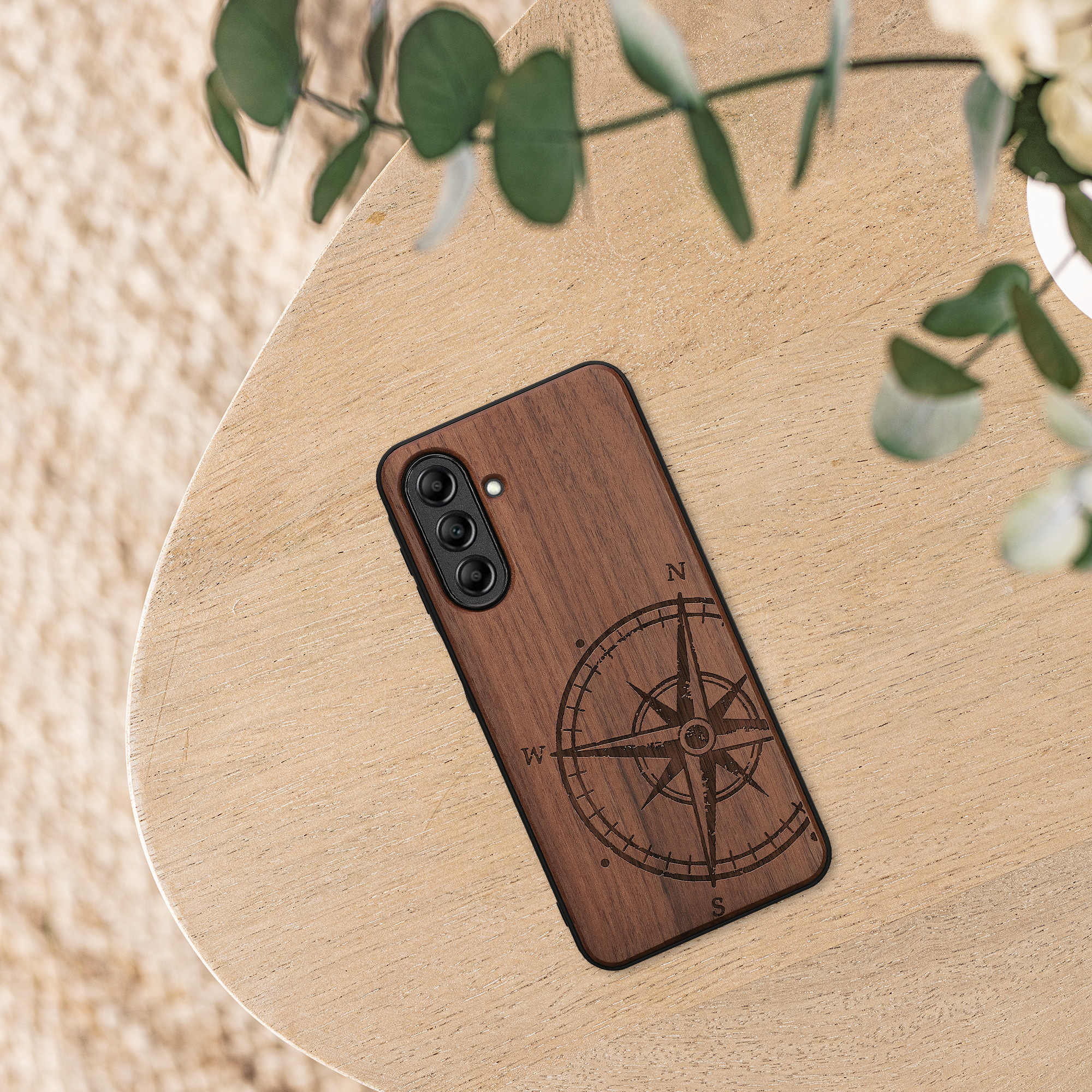 Dřevěný kryt na mobil Samsung Galaxy A26 5G kwmobile TPU rámeček Tmavě hnědá