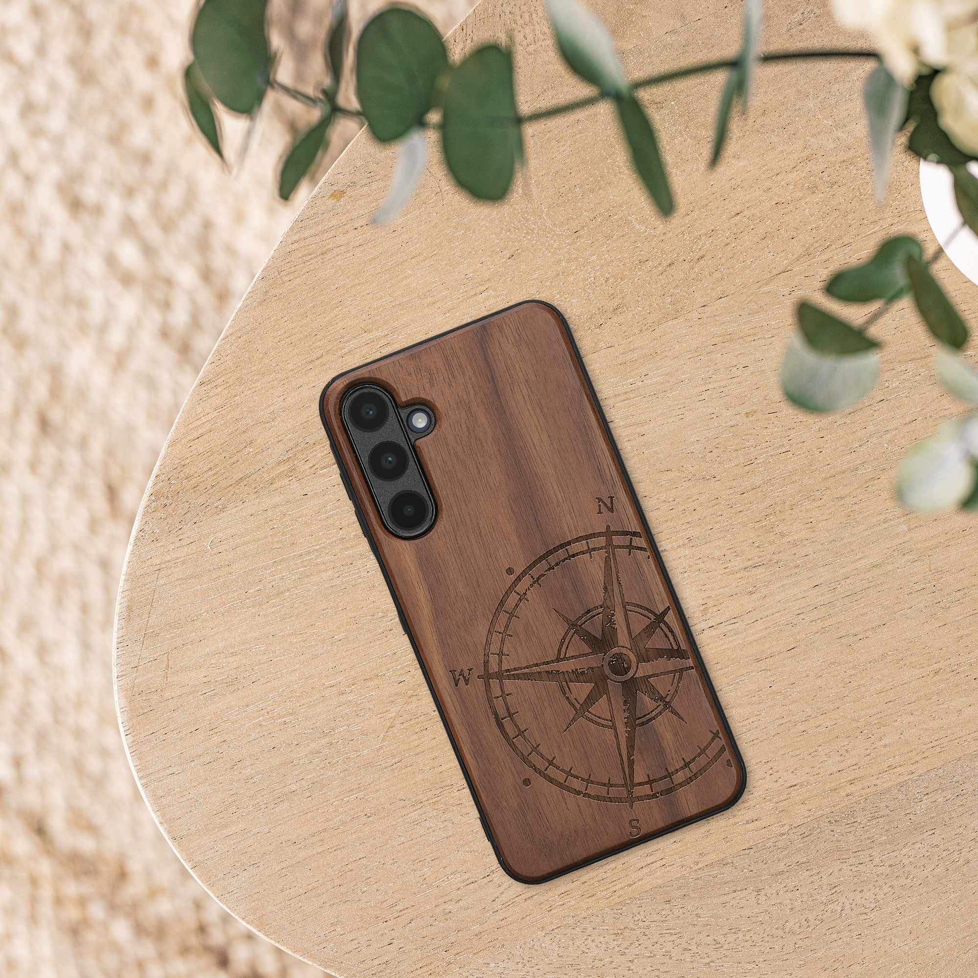 Dřevěný kryt na mobil Samsung Galaxy A16 5G kwmobile TPU rámeček Tmavě hnědá