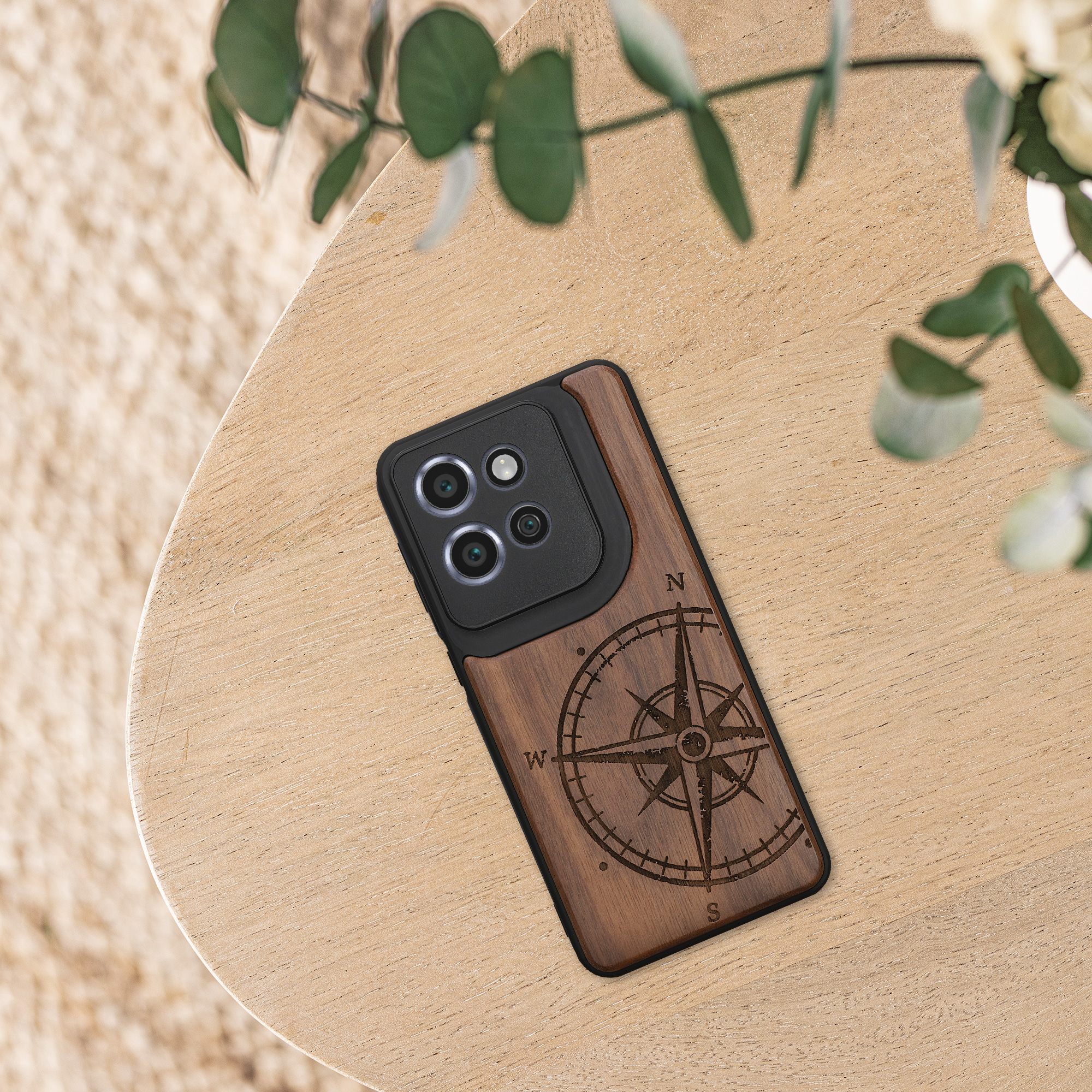 Dřevěný kryt na mobil Motorola Edge 60 Neo / Edge 50 Neo / ThinkPhone 25 kwmobile TPU rámeček tmavě hnědá