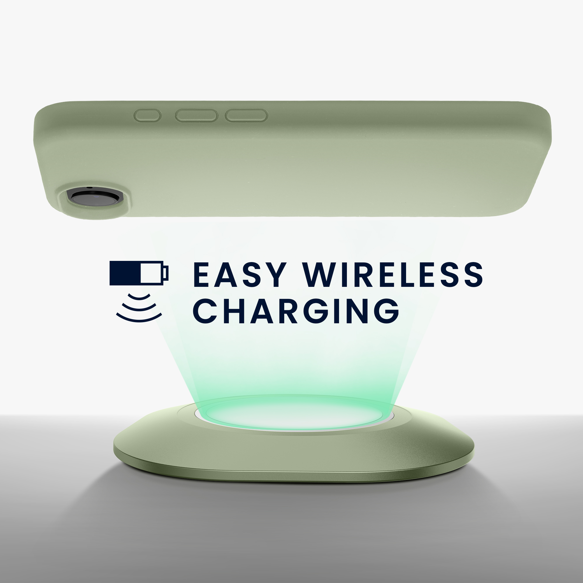 Silikonový kryt Kwmobile pro iPhone 17e / 16e - wireless charging gray green