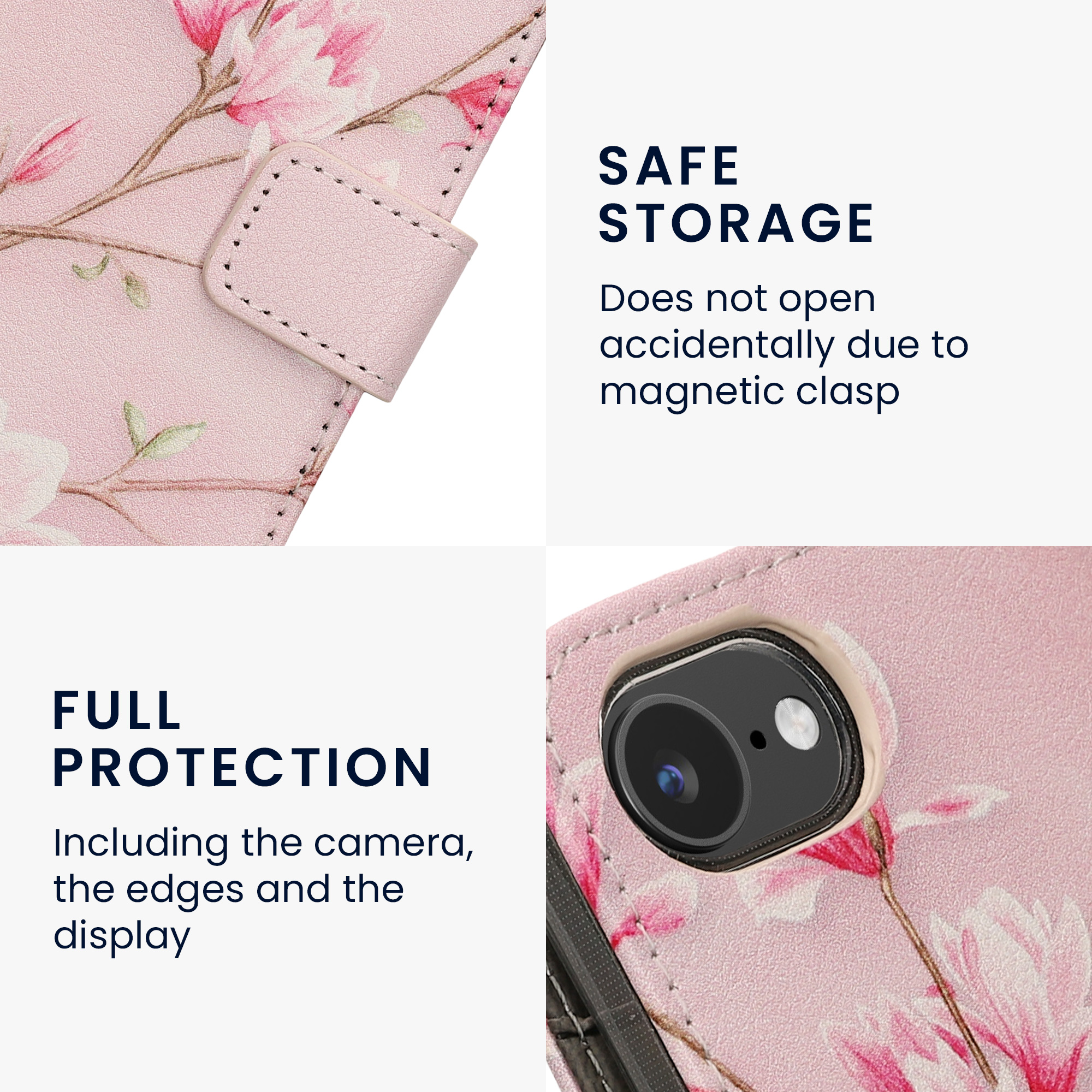 Flipové pouzdro kwmobile pro Apple iPhone 17e / iPhone 16e - magnolie, bílá, růžová