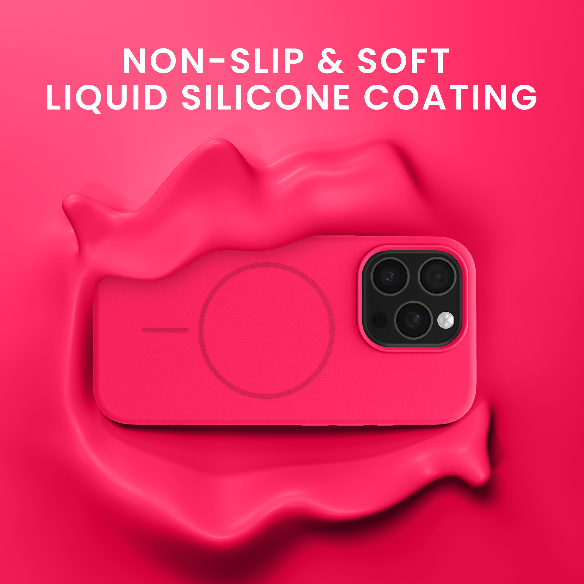 Magnetický kryt kwmobile pro iPhone 15 Pro - neonově růžová
