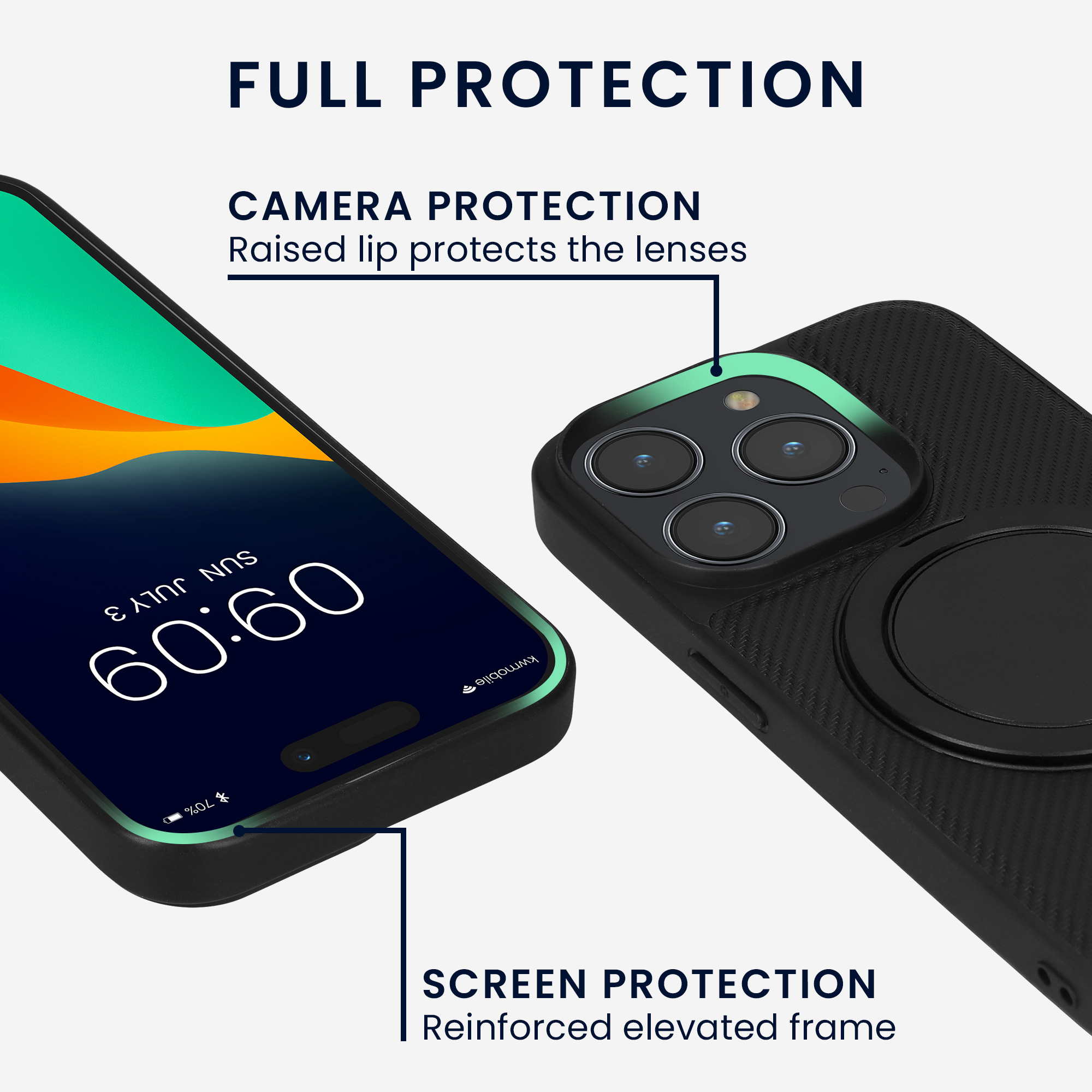 Nabíječka kwmobile MagSafe s otočným stojánkem carbon iPhone 15 Pro černá