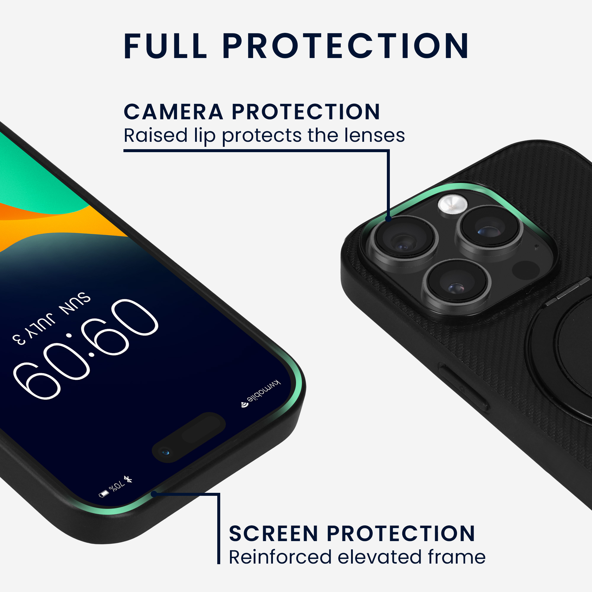 Kožený kryt kwmobile pro iPhone 15 Pro Max - černá karbonová textura