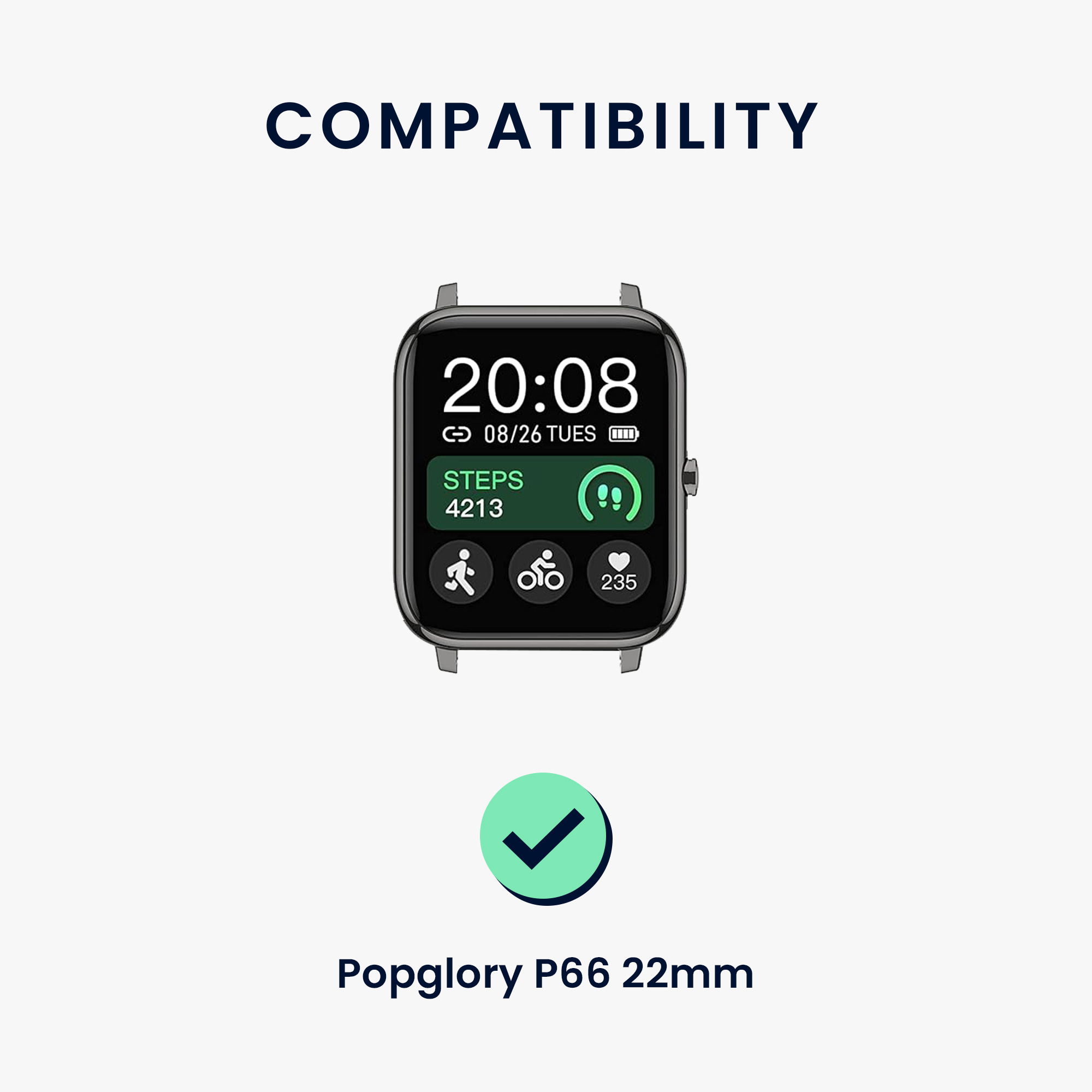 Řemínek k hodinkám Popglory P66 22mm kwmobile - šedá / levandulová