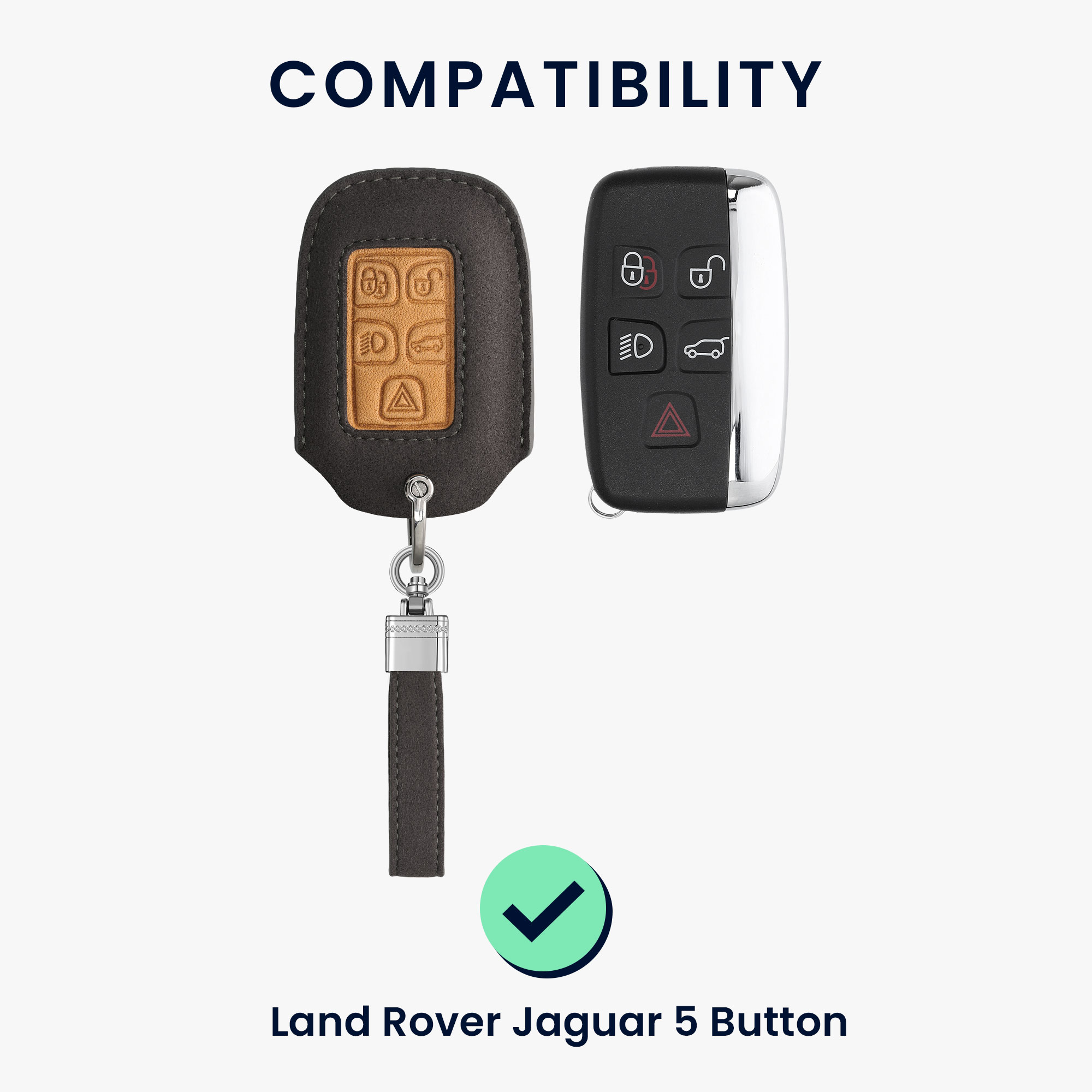 kwmobile pouzdro na klíč Land Rover/Jaguar, šedá / hnědá