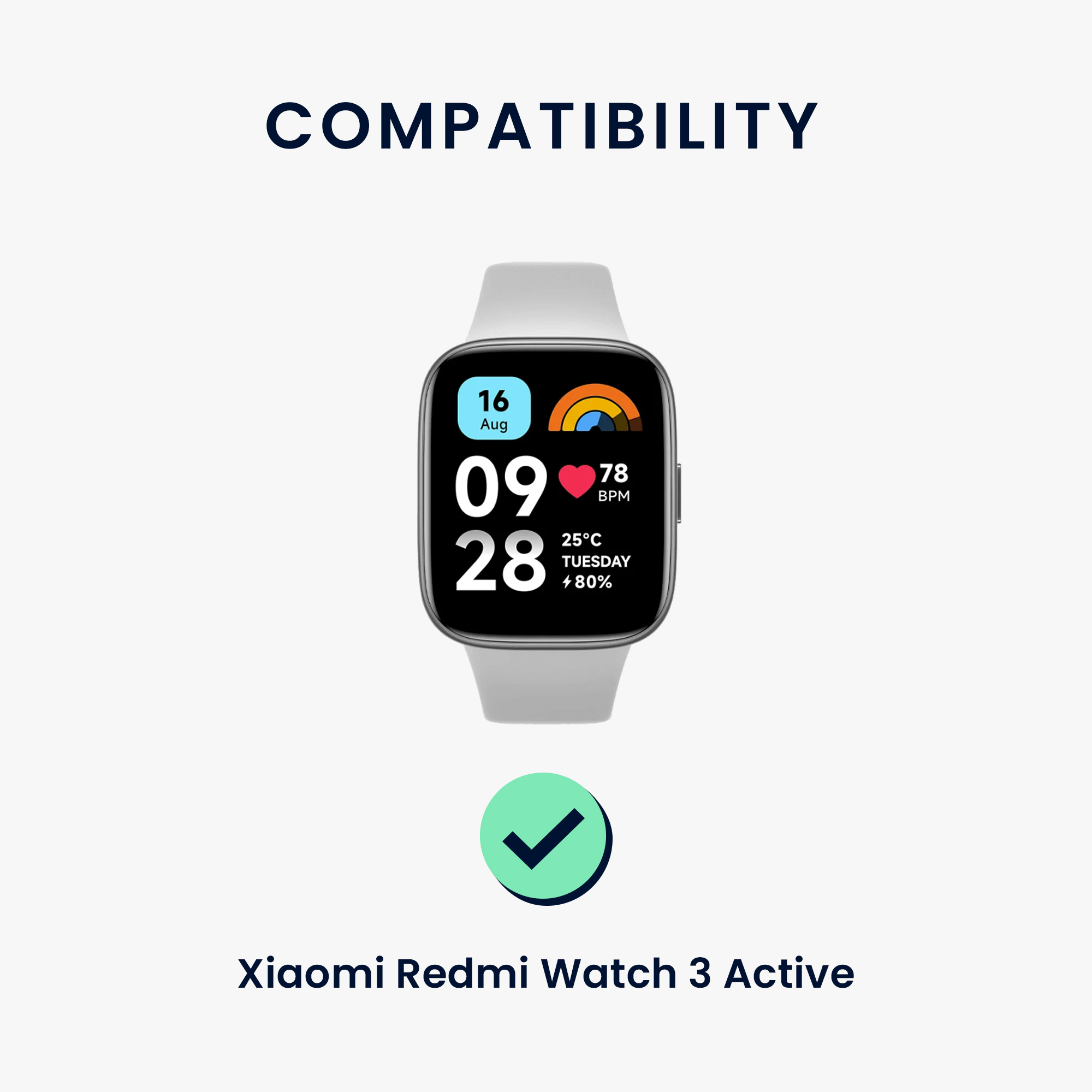 kwmobile řemínek k hodinkám Redmi Watch 3 Active - tmavě zelená / béžová