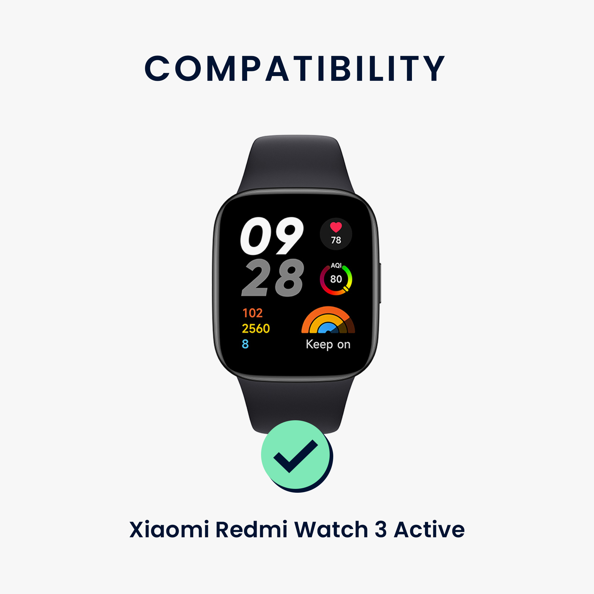 kwmobile řemínek k hodinkám Redmi Watch 3 Active - černá / šedá / černá / zelená