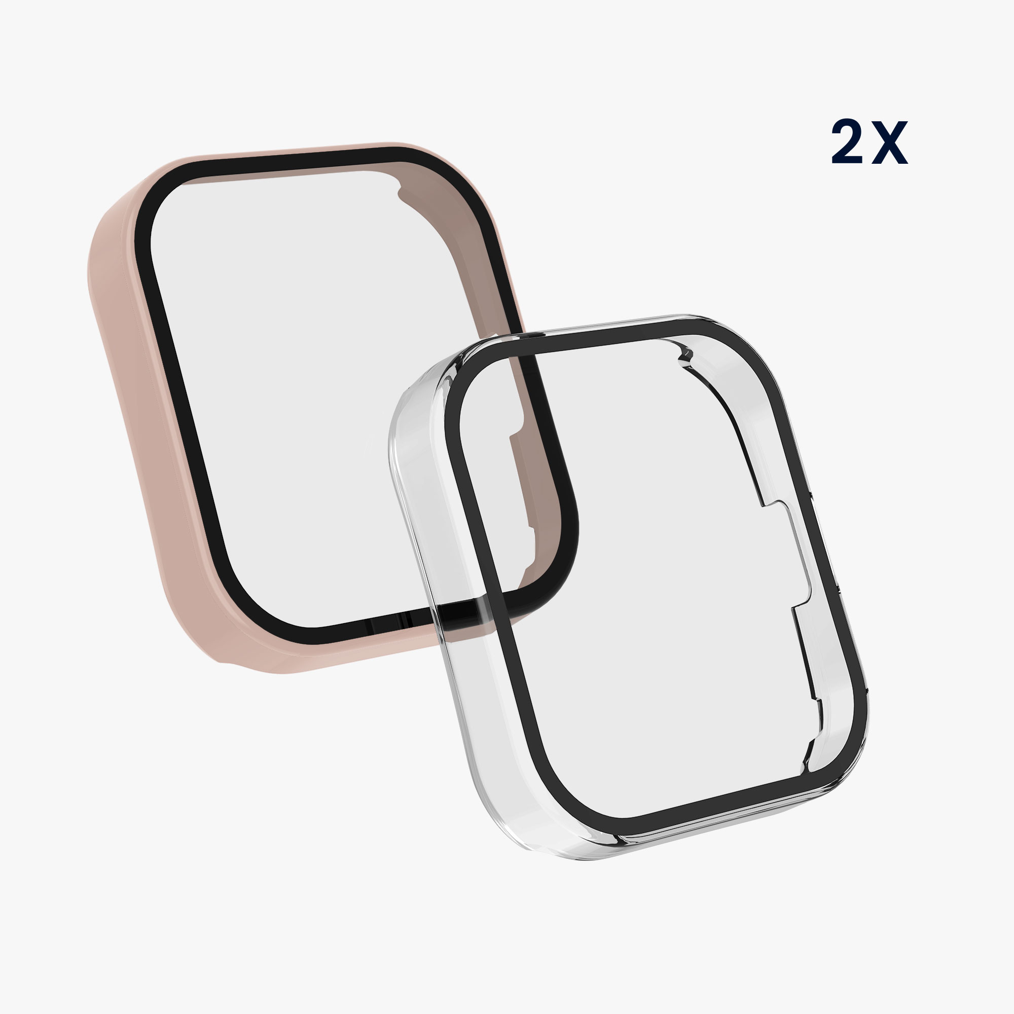 Sada 2 krytů s ochranou displeje pro Huami Amazfit Bip 5 kwmobile - transparentní a starorůžová