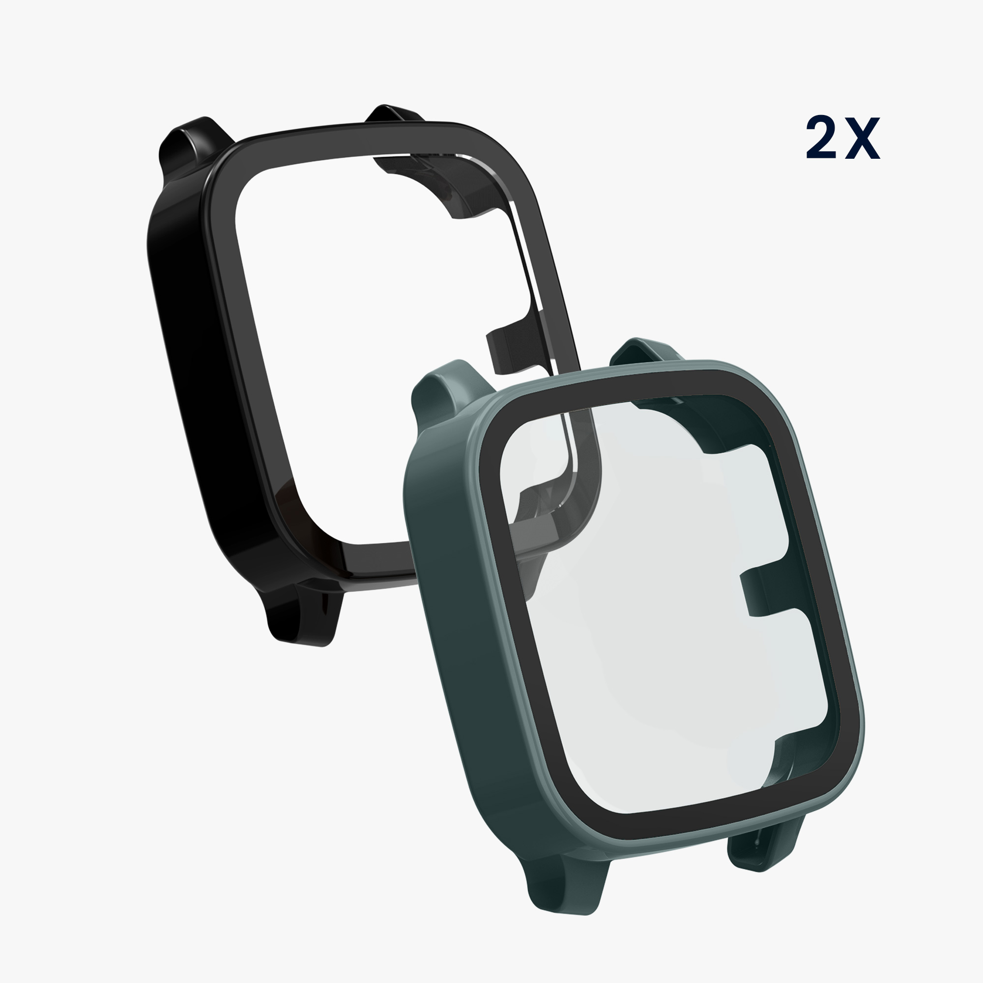 2 ks Ochranný kryt kwmobile pro Garmin Venu Sq 2 Music / Sq 2 - černá / zelená