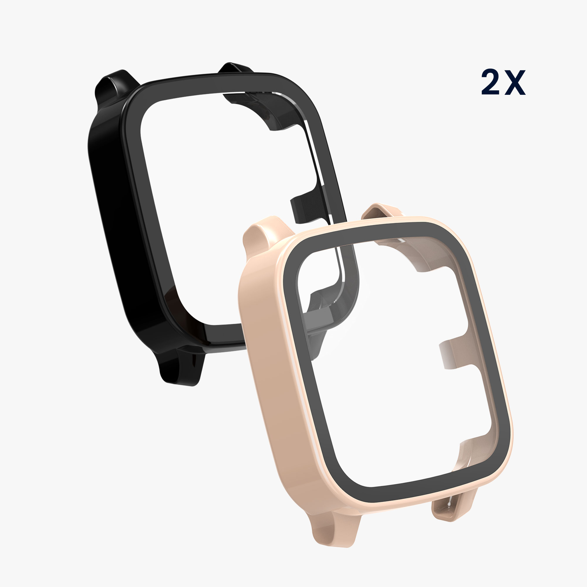 2 ks Ochranný kryt kwmobile pro Garmin Venu Sq 2 Music / Sq 2 - černá / starorůžová