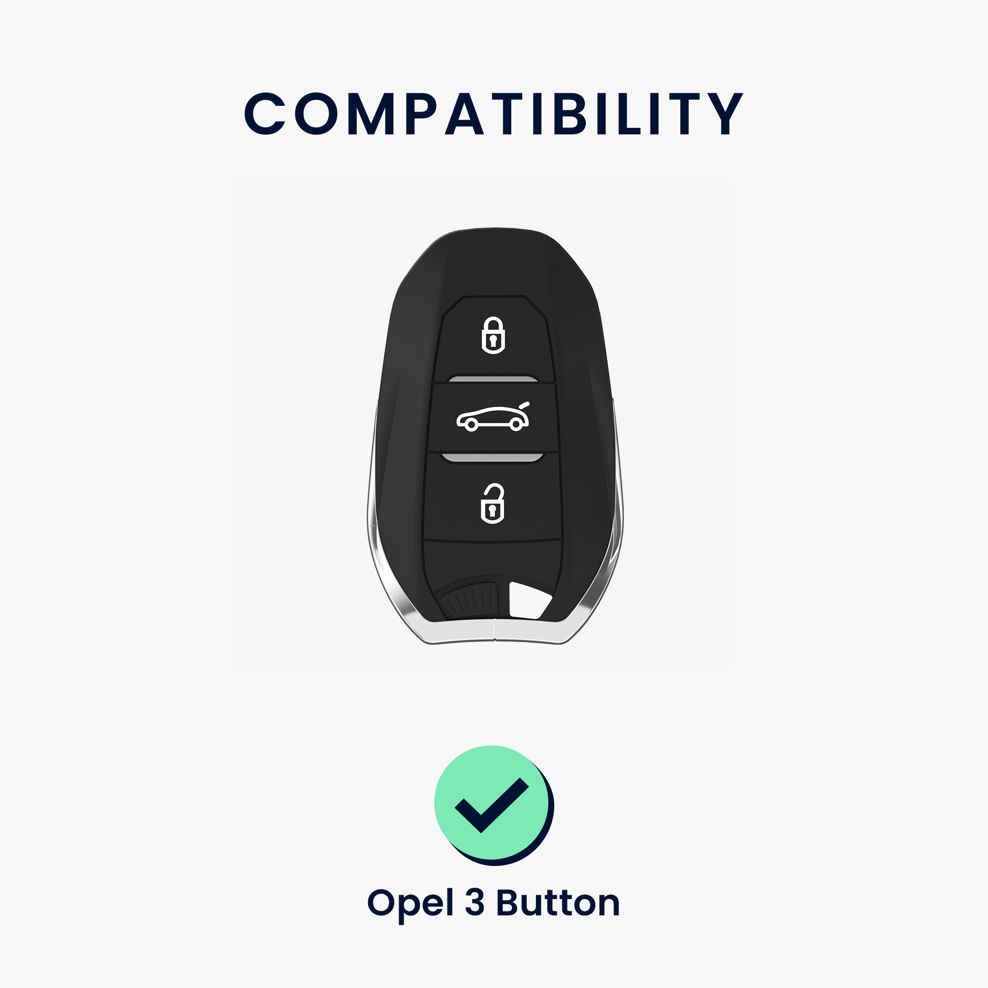 Pouzdro na klíč od auta kwmobile pro Opel 3 Button Car Key Smart Key only Keyless Go, černá / zlatá