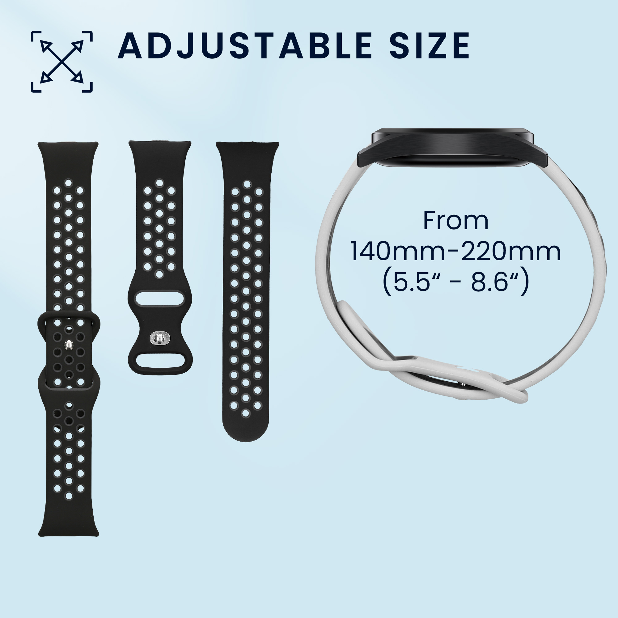 kwmobile řemínek k hodinkám Redmi Watch 4 - černá / šedá / bílá / černá