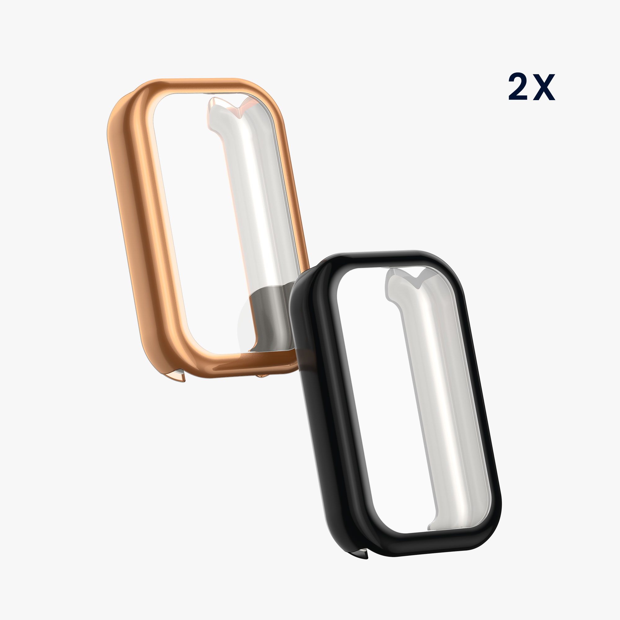 2x Ochranná fólie Xiaomi Smart Band 8 Active / Redmi Band 2 kwmobile - černá / růžově zlatá