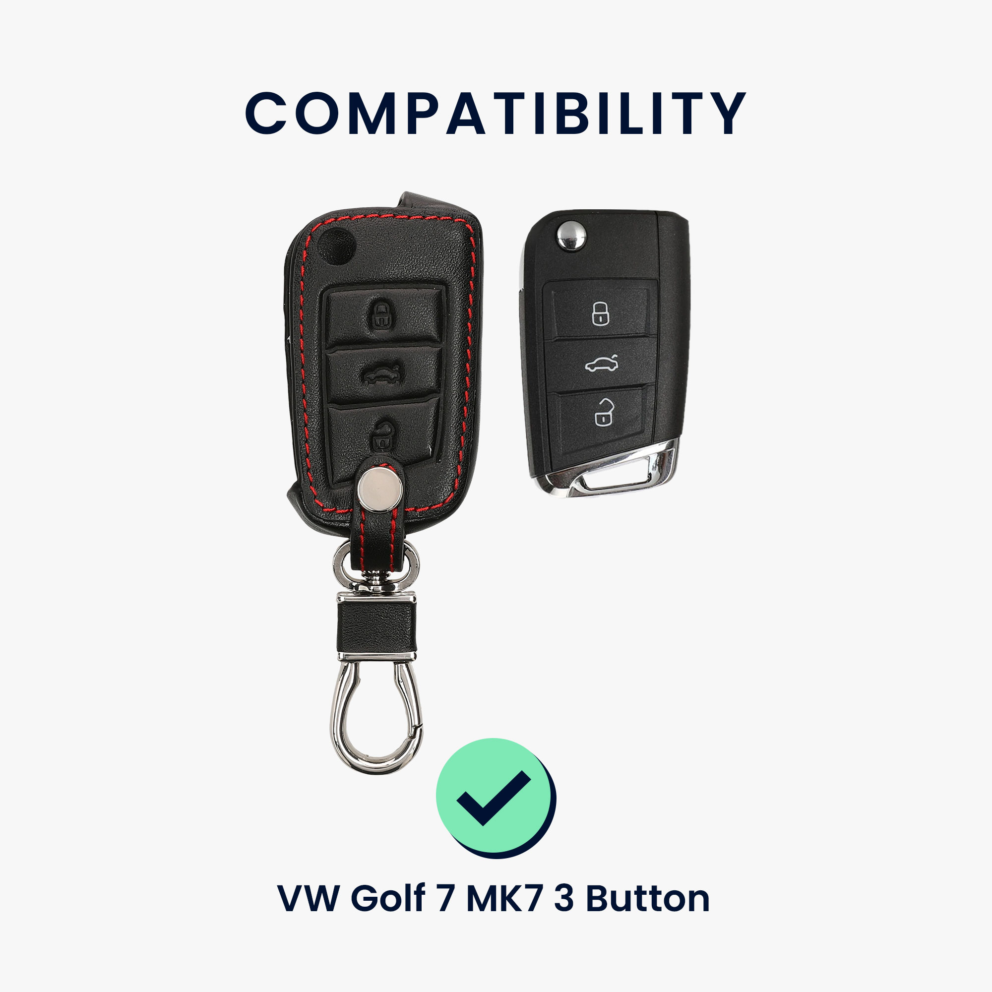 Pouzdro na klíč kwmobile pro VW Golf 7 MK7 3tlačítkový klíč - červená / černá