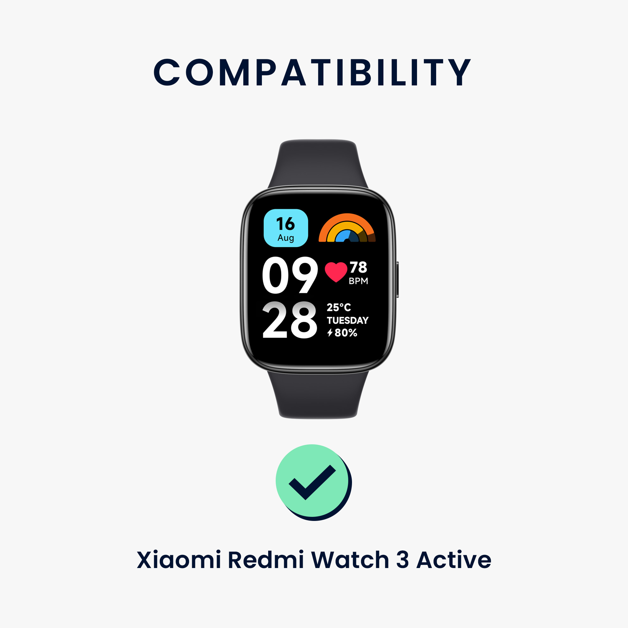 kwmobile řemínek k hodinkám Redmi Watch 3 Active - tmavě zelená