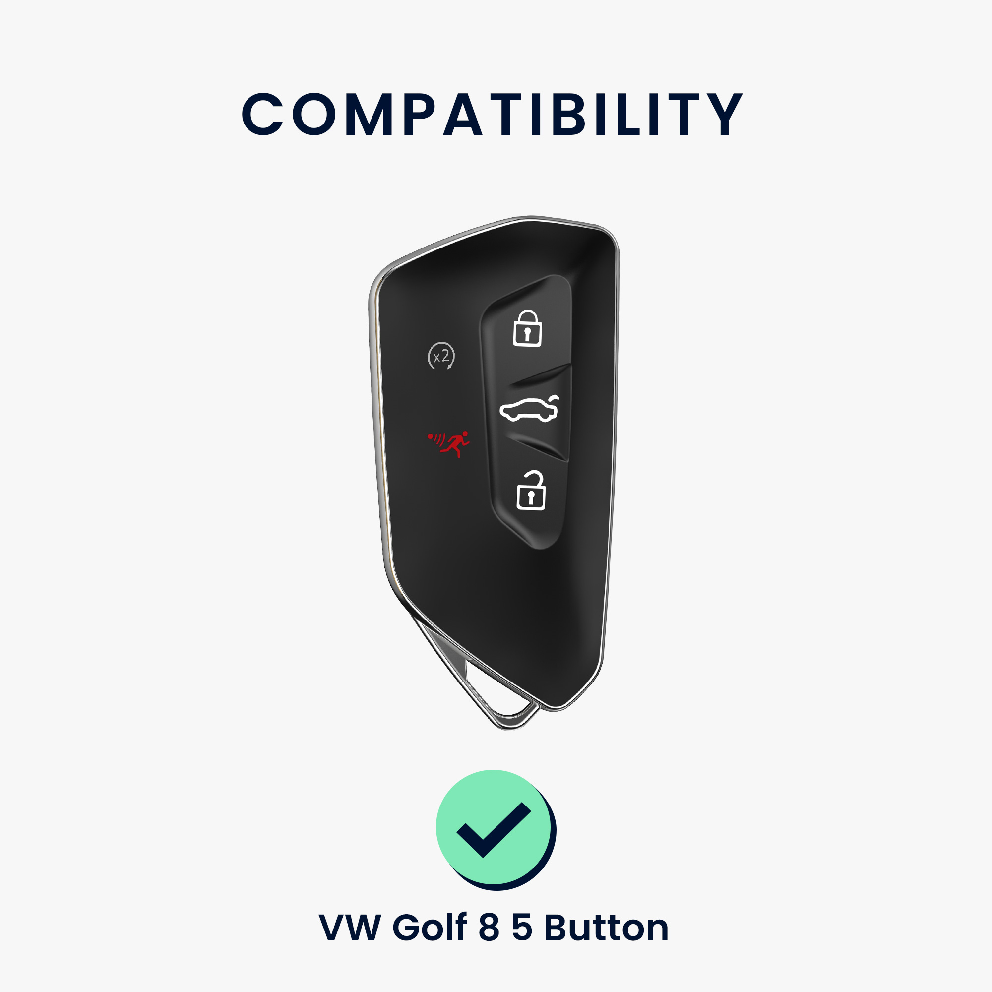 Pouzdro na klíč od auta kwmobile pro VW Golf 8, ID.3/ID.4/ID.5/ID.7, Seat/Škoda/Cupra - černá / červená