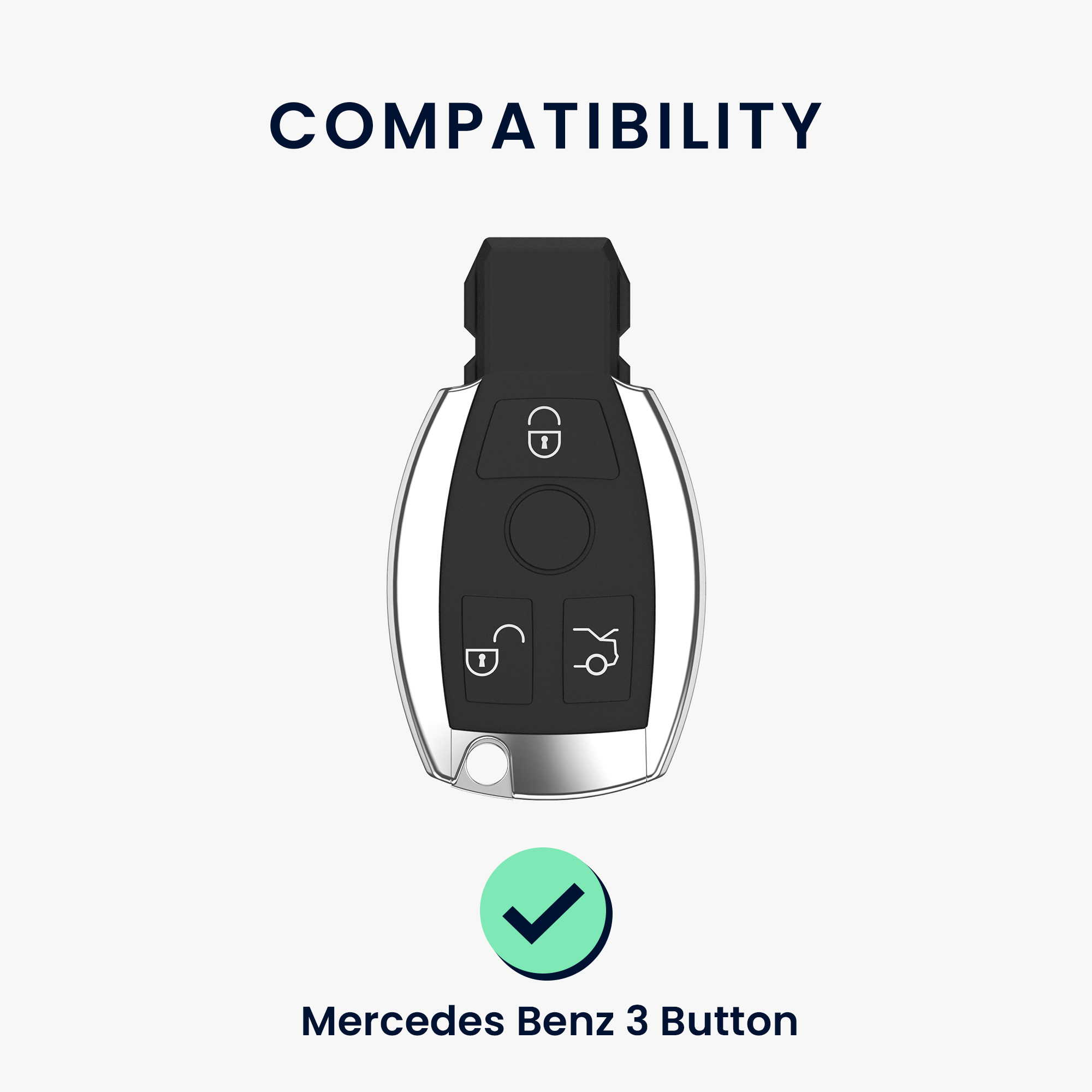 Pouzdro na klíč od auta kwmobile Mercedes-Benz 3 tlačítka Smart Key, černá matná / černá