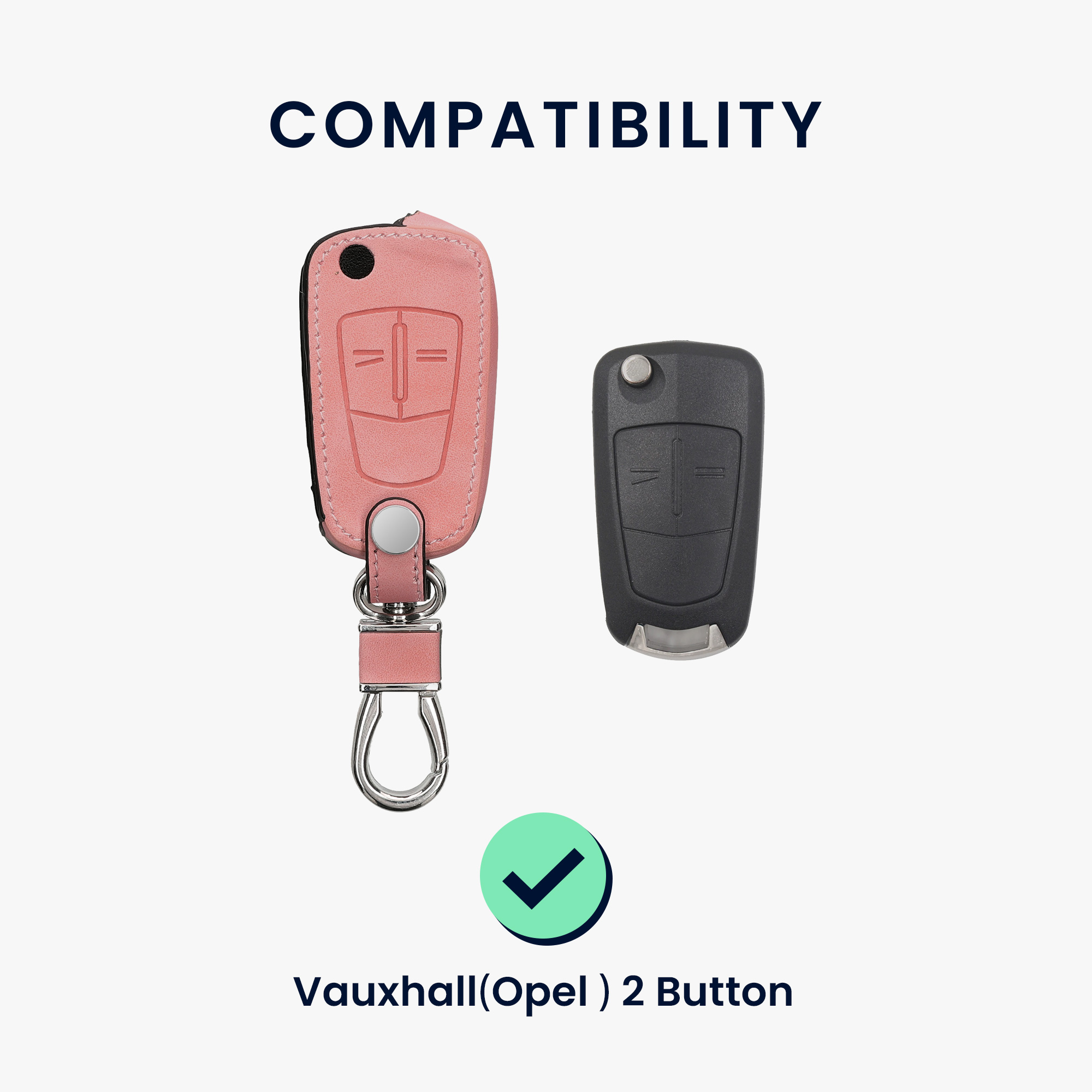Pouzdro na klíč od auta kwmobile pro Vauxhall (Opel) 2 Button Car Flip Key, pudrově růžová