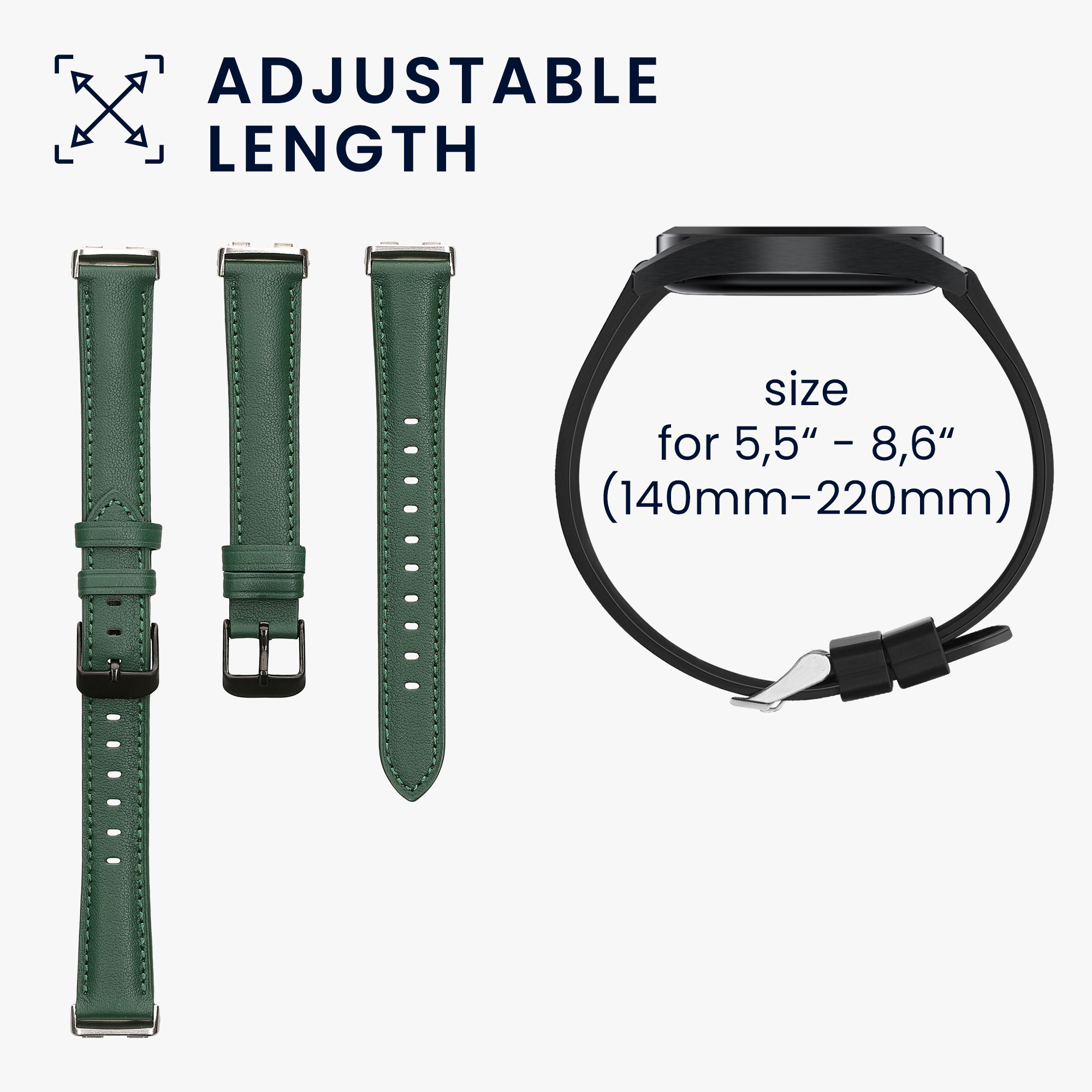 Kožený řemínek na chytré hodinky Huawei Band 10 / 9 / 8 tmavě zelené
