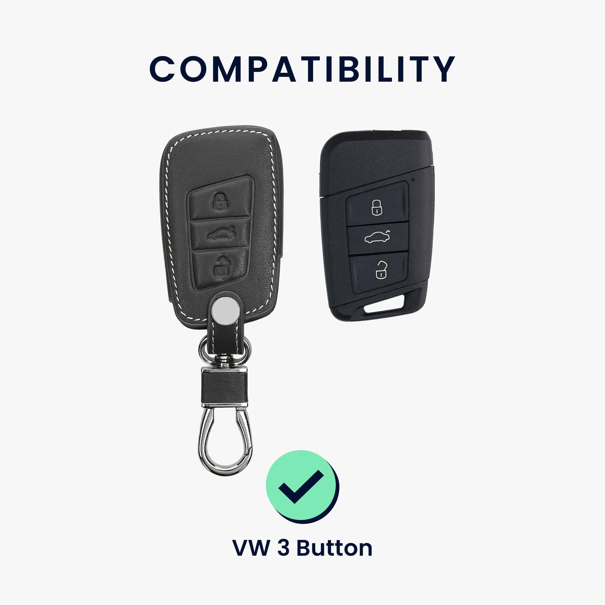 Pouzdro na klíč kwmobile pro VW 3tlačítkový klíč (pouze Keyless Go) - antracitová