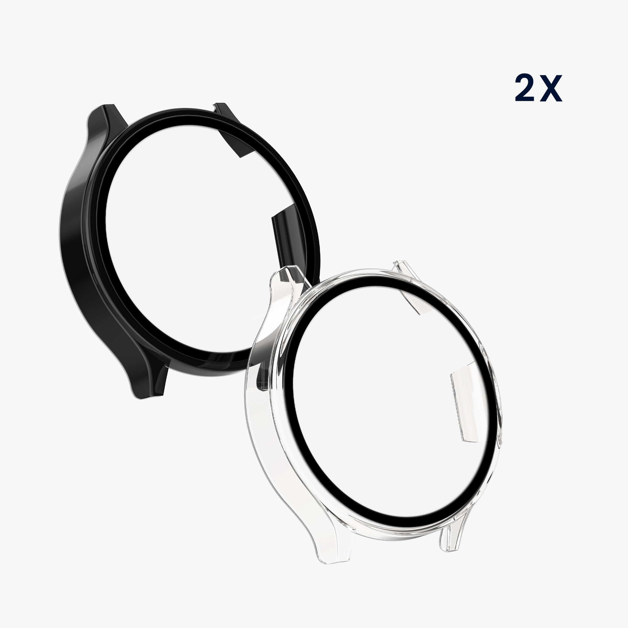 Kryt s ochranným sklem kwmobile pro OnePlus Watch 2 / OPPO Watch X - 2 ks - transparentní / černá