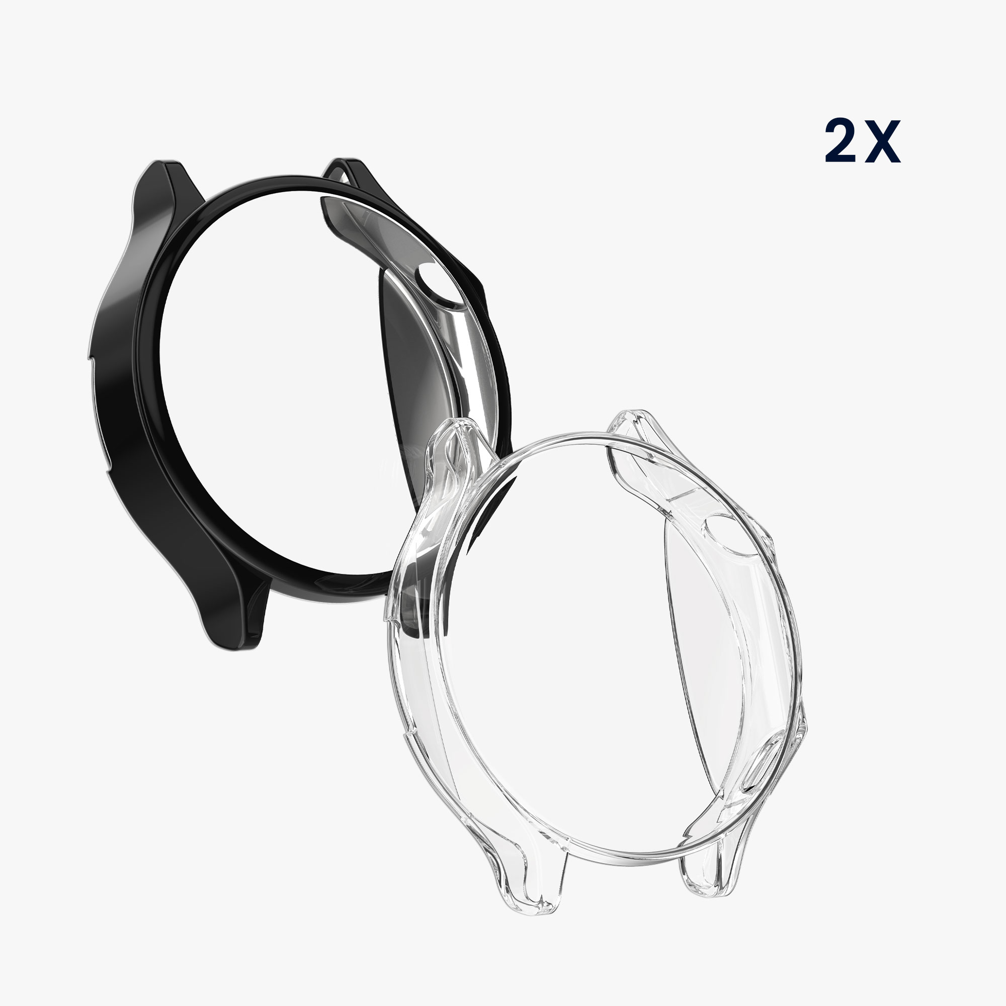Kryt s ochranným sklem kwmobile pro OnePlus Watch 2 / OPPO Watch X - 2 ks - transparentní / černá