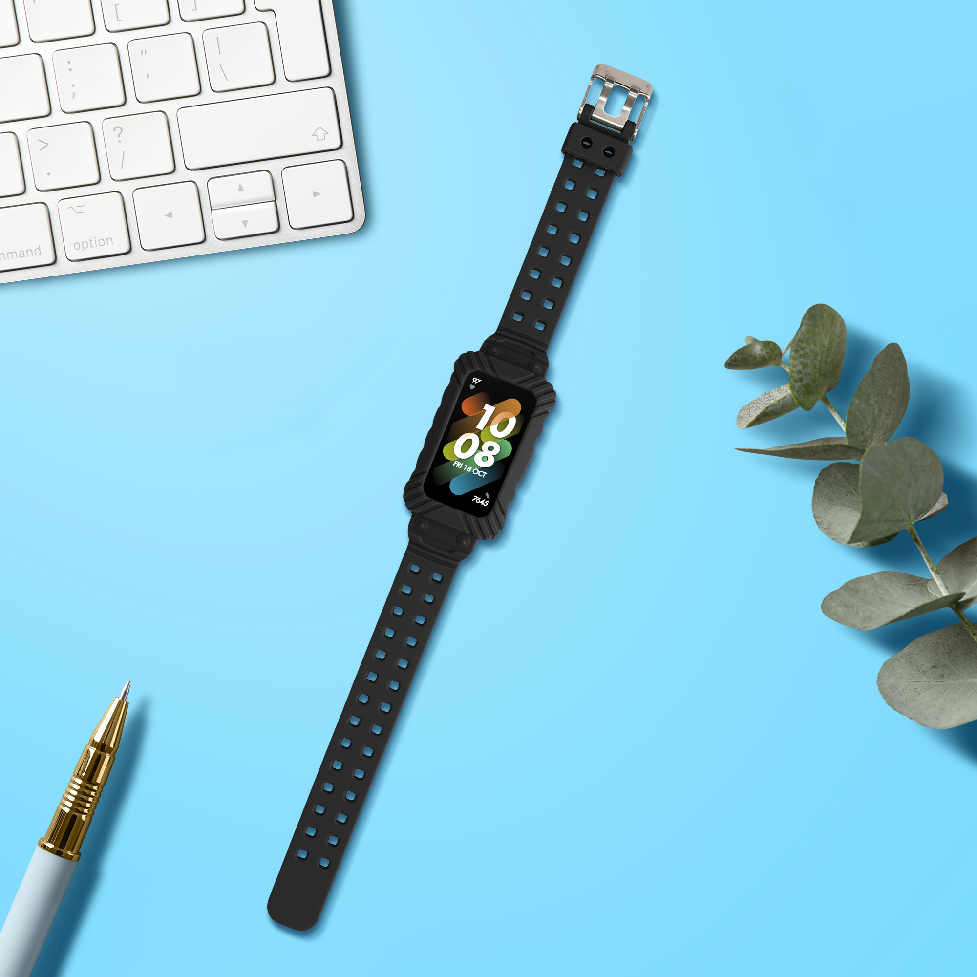 Sada silikonových řemínků na chytré hodinky Huawei Band 9 / Band 8 7 6 Pro / Honor Band 7 6 černé