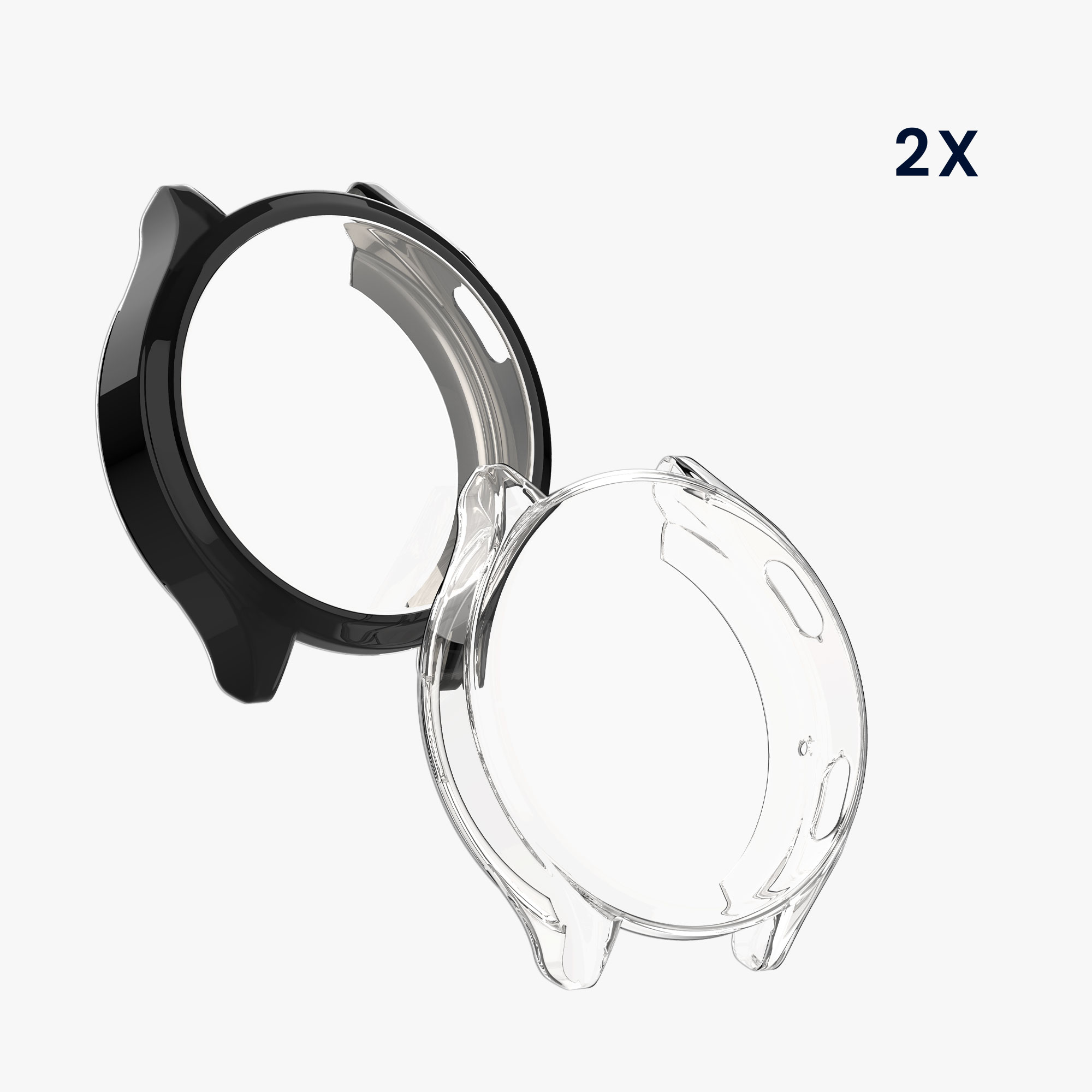 Kryt s ochranným sklem kwmobile pro Xiaomi Watch 2 - 2 ks - černá / transparentní