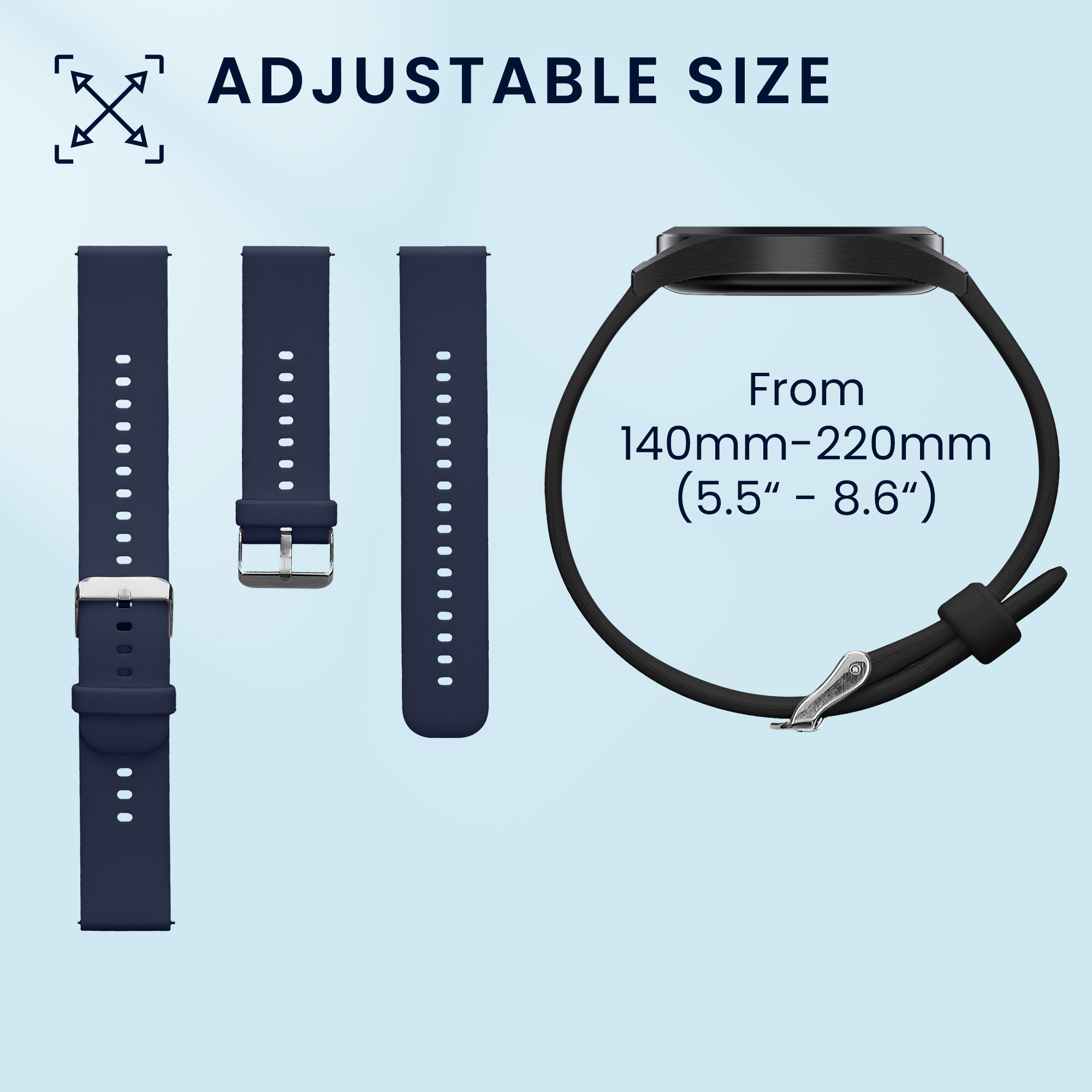 Řemínek na hodinky kwmobile silikonový pro CMF Watch Pro 2 / Watch Pro 1, černá / tmavě modrá, 2 ks