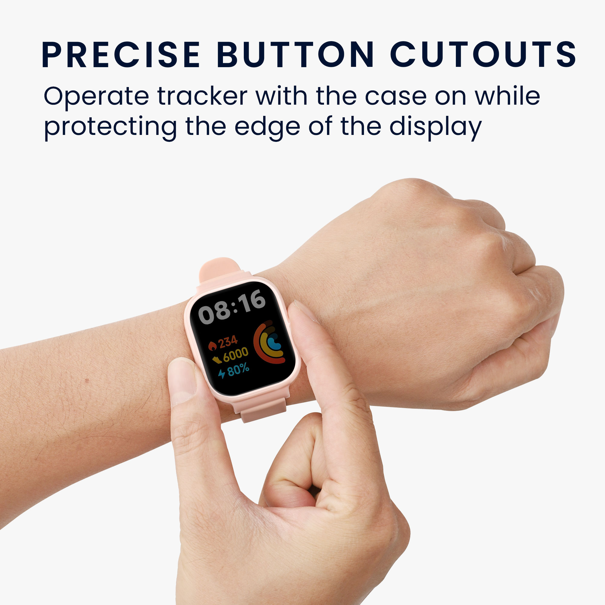kwmobile řemínek k hodinkám Redmi Watch 3 Active - 2-in-1 set silicone band cover soft pudrově růžová.
