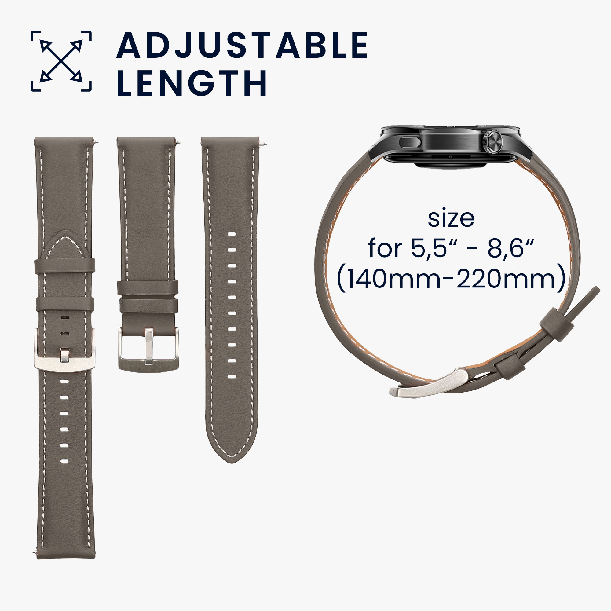 Kožený řemínek Huawei Watch GT5 46mm šedá kwmobile