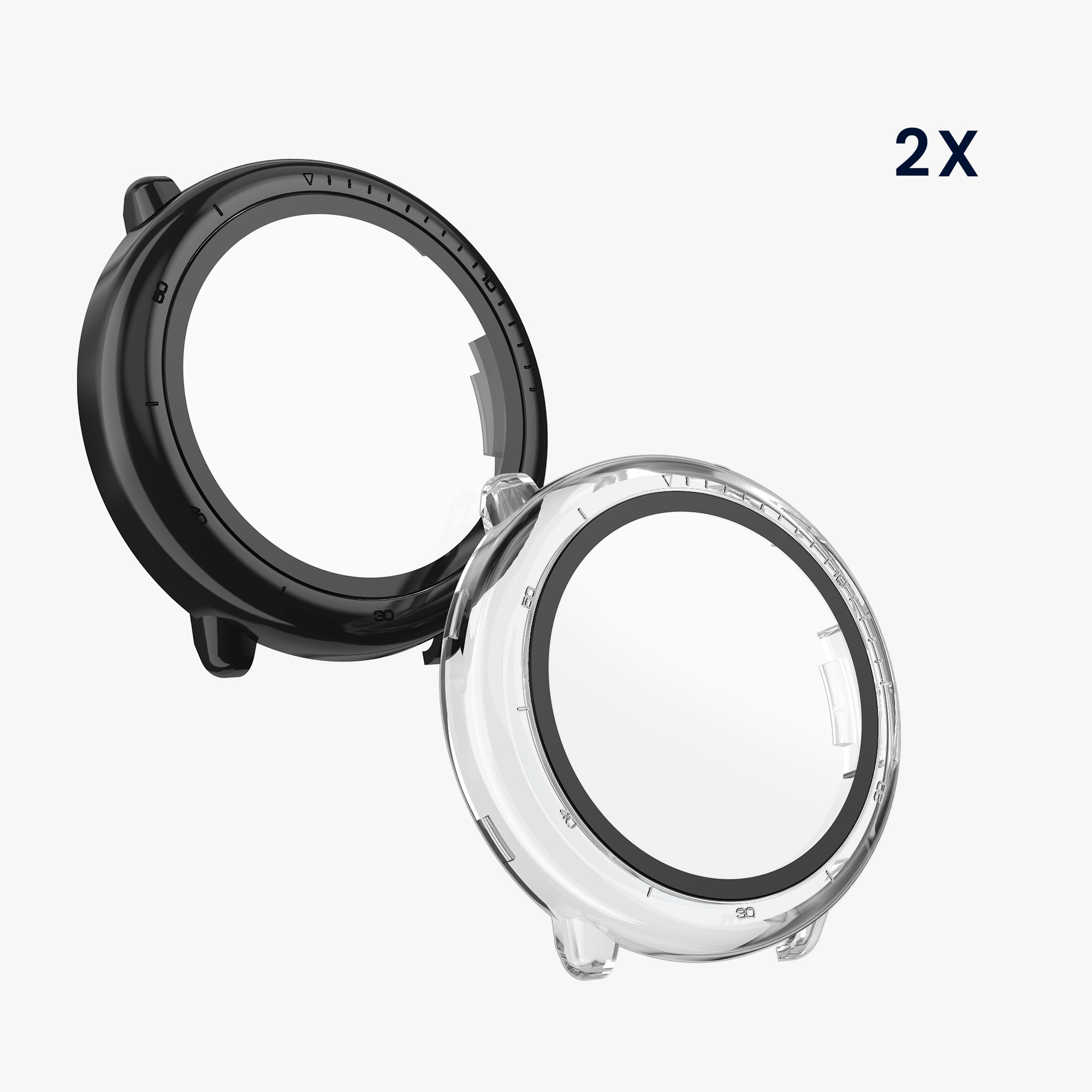 Sada 2 krytů s ochranou displeje pro Amazfit Active2 (A2437) kwmobile - transparentní a černá