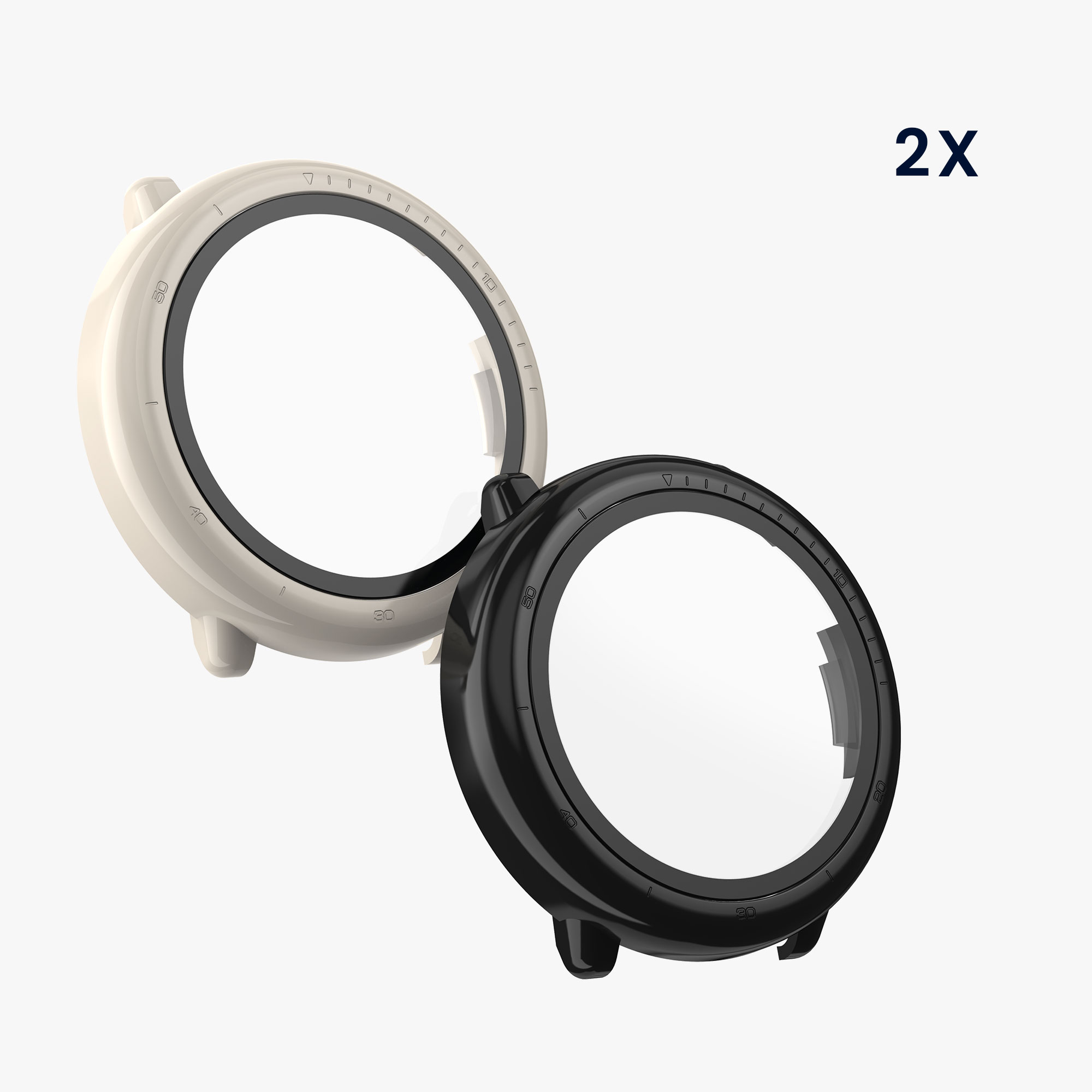 Sada 2 krytů s ochranou displeje pro Amazfit Active2 (A2437) kwmobile - černá a béžová