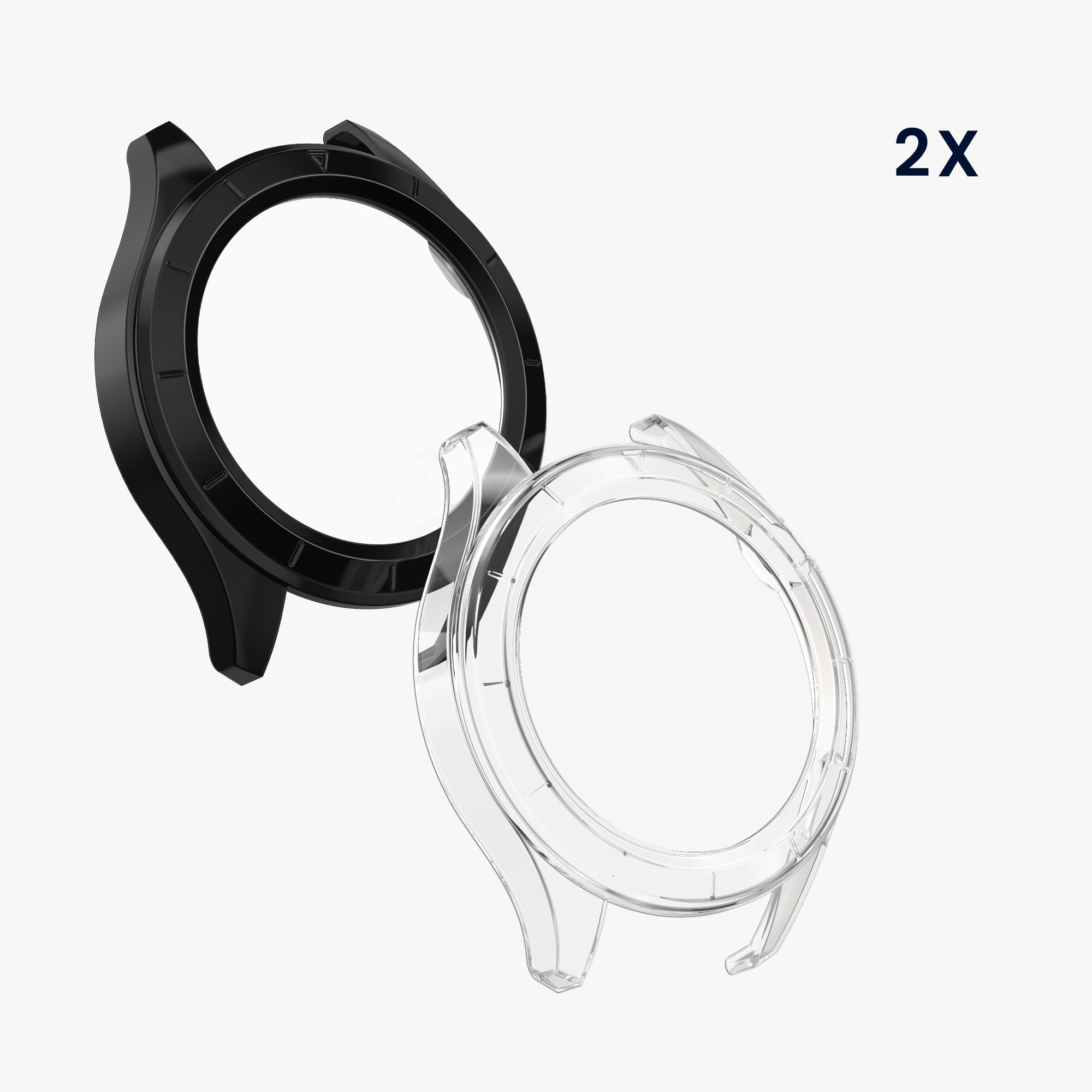 Ochranný kryt se sklem na hodinky kwmobile pro Xiaomi Watch S4 / Watch S4 eSIM, transparentní / černá, 2 ks