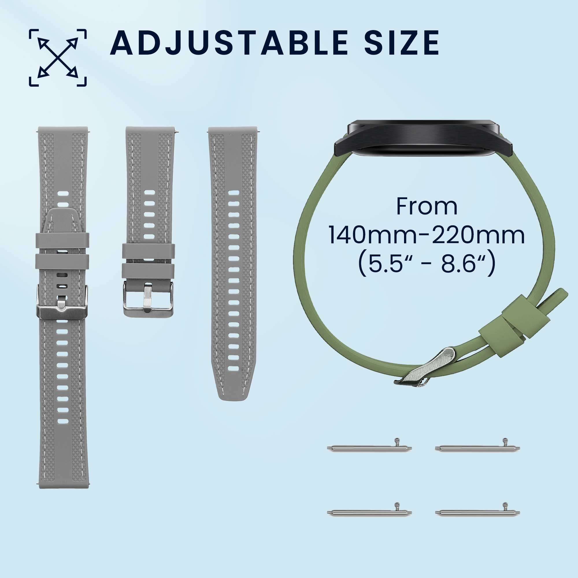 Řemínek na hodinky kwmobile silikonový pro Xiaomi Watch S4, tmavě zelená / šedá, 2 ks