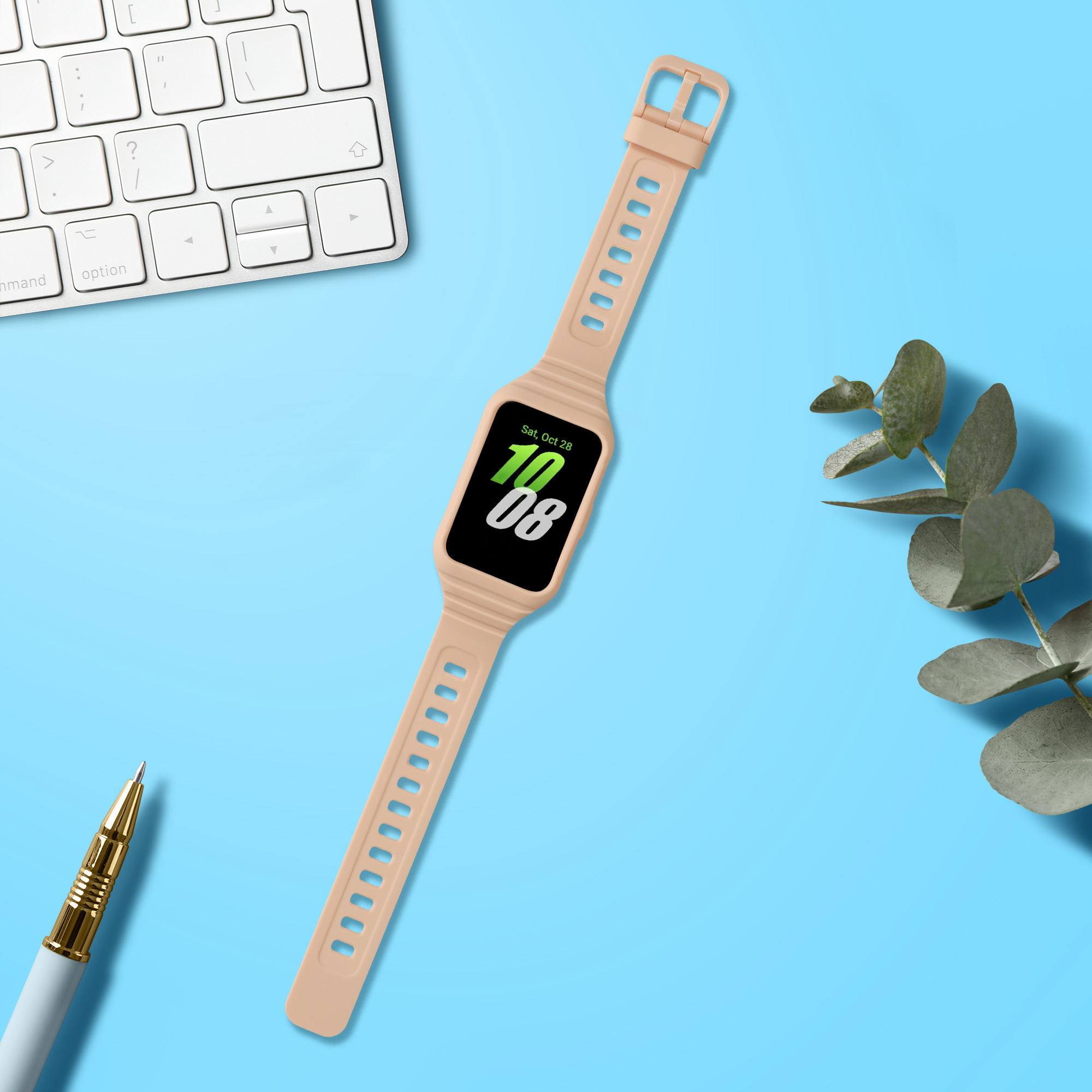 Silikonový řemínek na chytré hodinky Samsung Galaxy Fit 3 kwmobile pudrově růžový