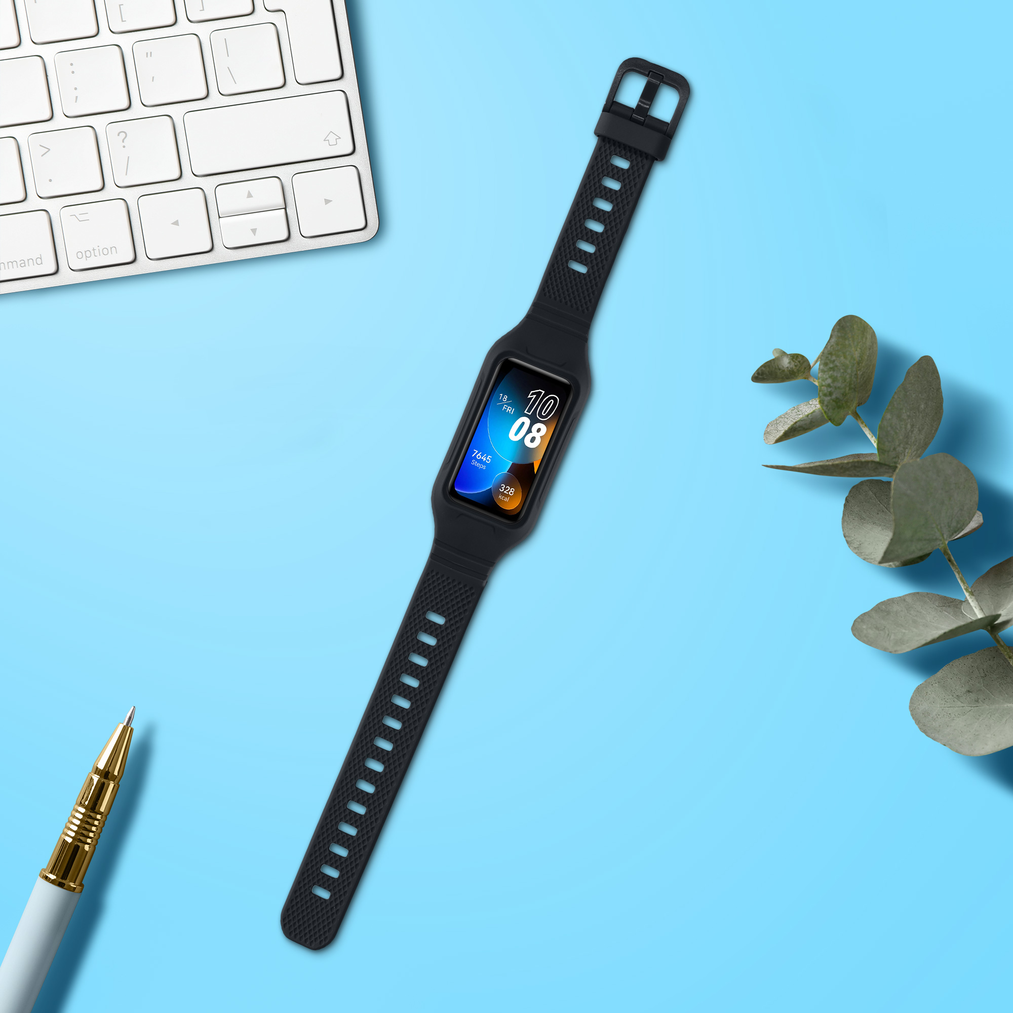 Sada silikonových řemínků na chytré hodinky Huawei Band 9 / Band 8 7 6 Pro / Honor Band 7 6 černé