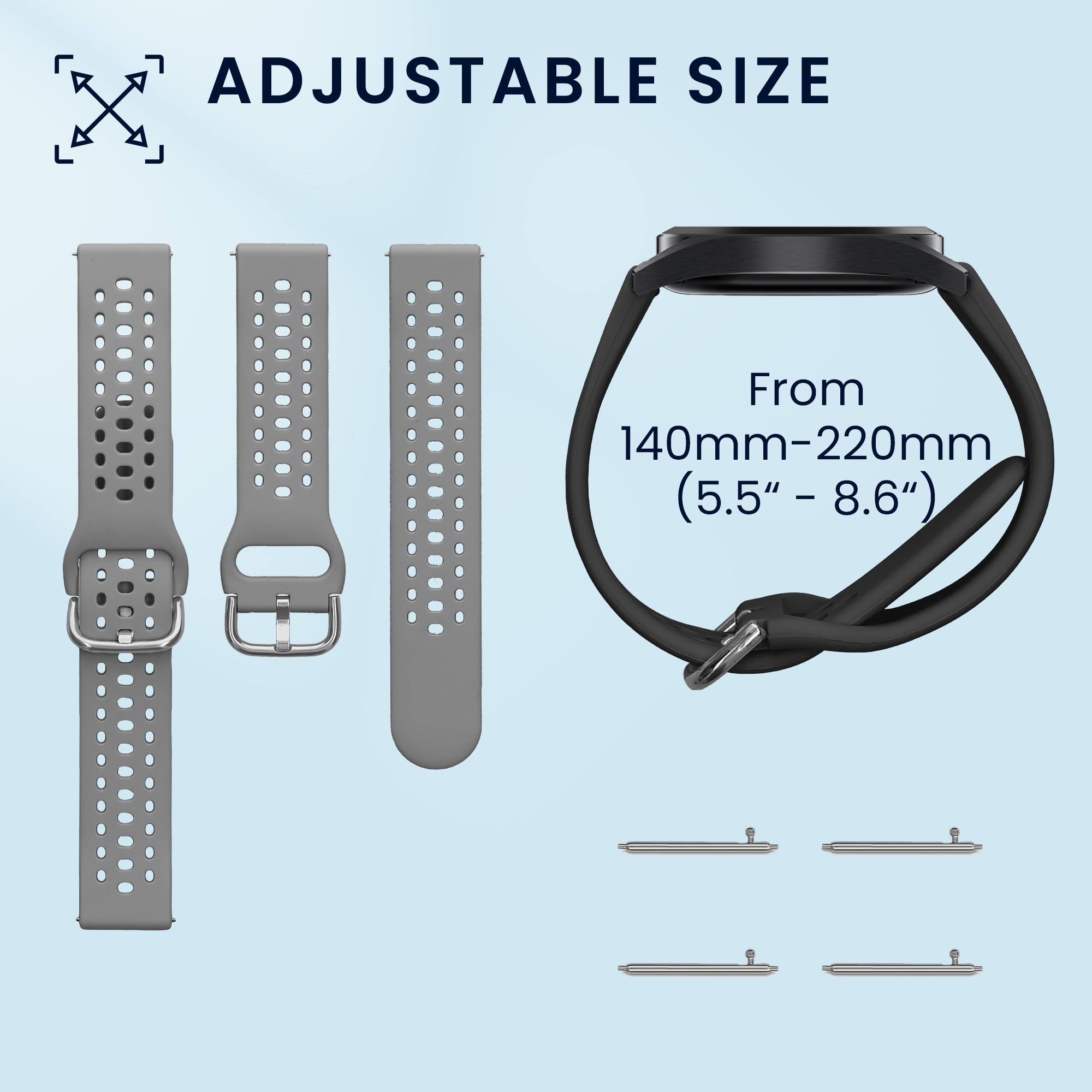 Řemínek 20mm Amazfit Active 2/2 Square/Active Edge/Bip 3/GTS... 20mm kwmobile TPU černý/tmavě šedý