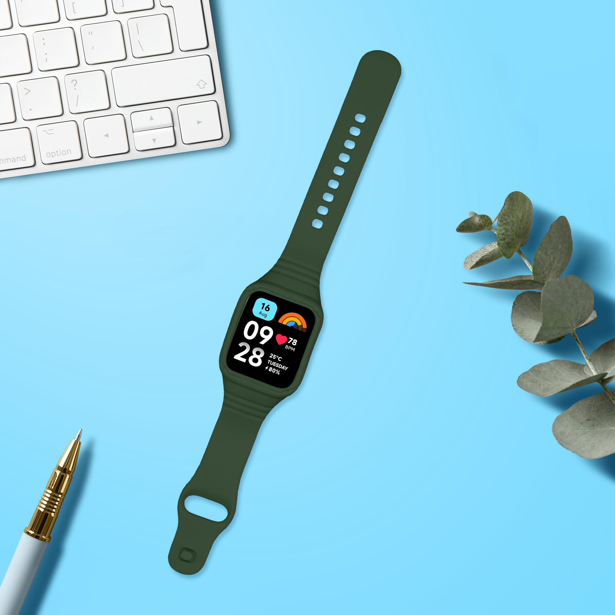 kwmobile řemínek k hodinkám Redmi Watch 3 Active / Redmi Watch 3 Lite - tmavě zelená