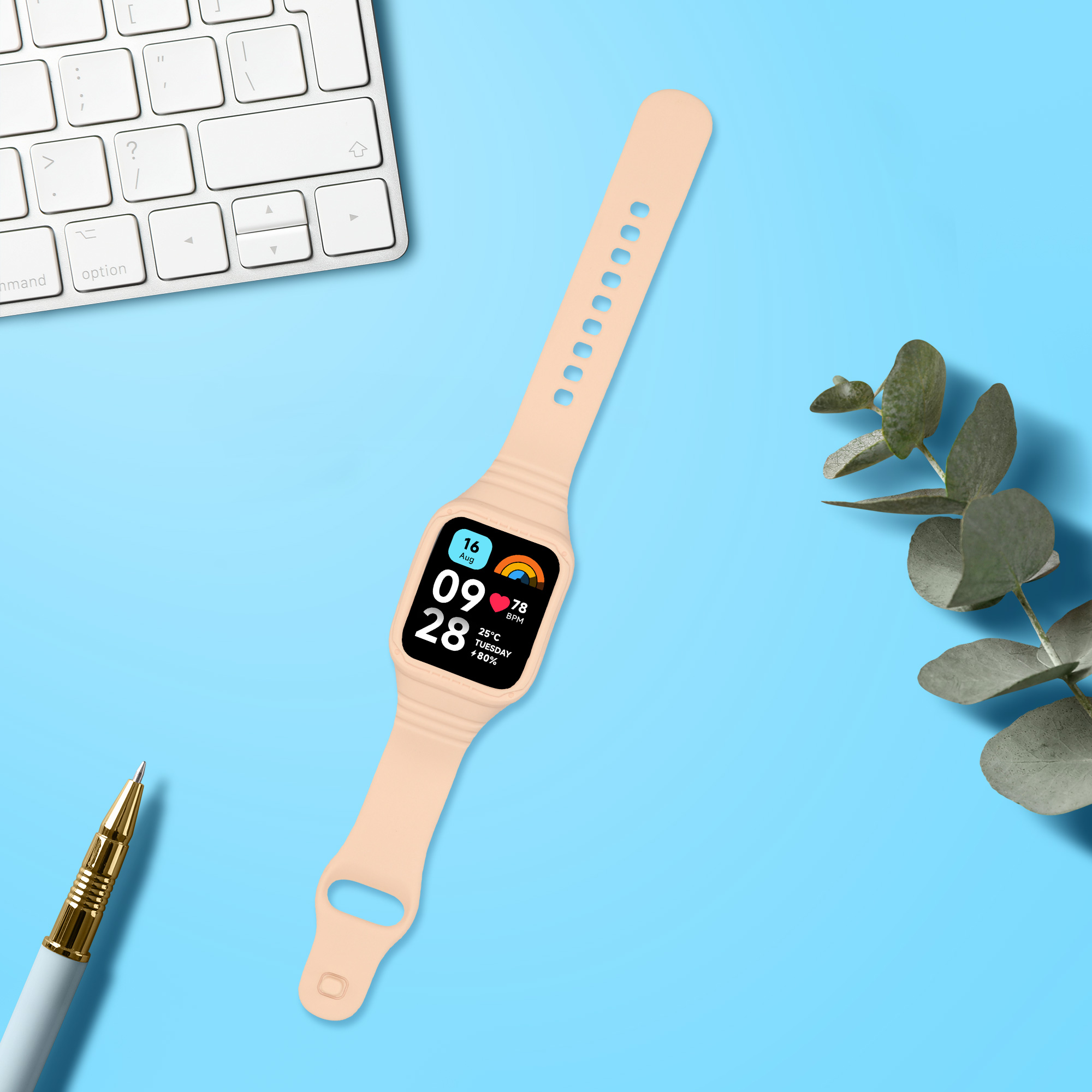 kwmobile řemínek k hodinkám Redmi Watch 3 Active / Redmi Watch 3 Lite - pudrově růžová