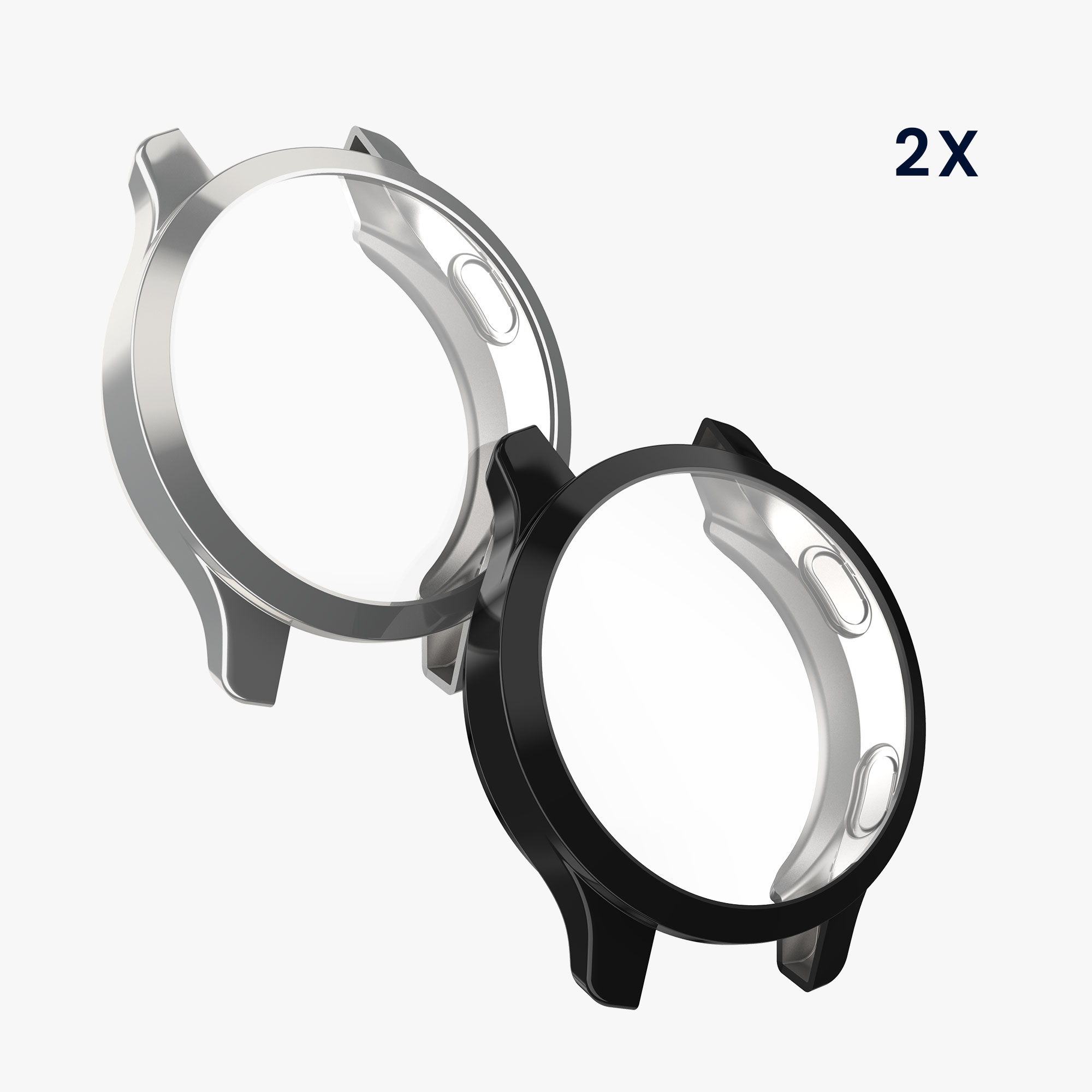 2x Ochranný obal na fitness tracker kwmobile pro Garmin Venu 2S / vivoactive 4S - stříbrná / tmavě šedá
