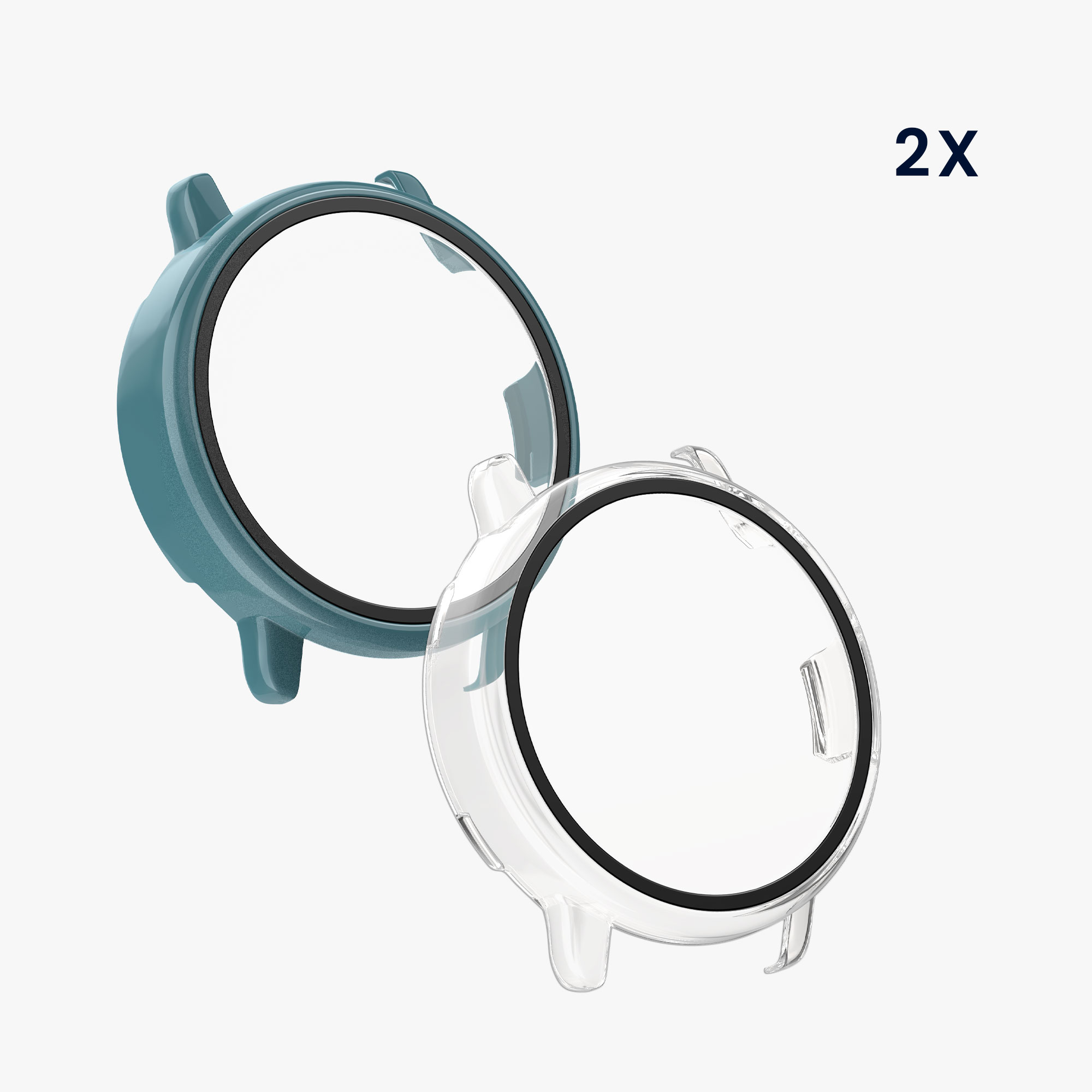 Rámeček se sklem kwmobile pro Garmin vivoactive 6 (42mm) / Active 6 - 2 ks, transparentní / zelená