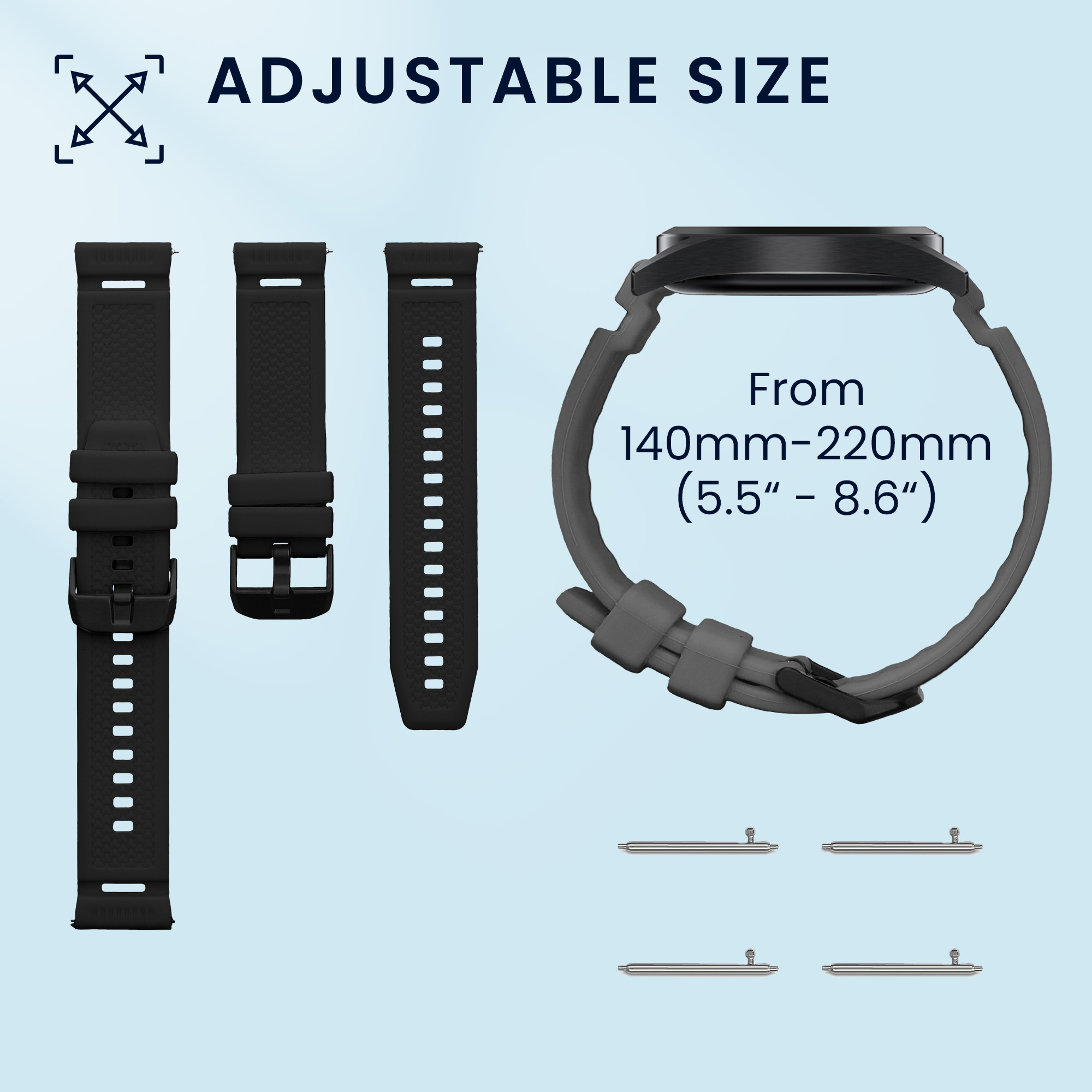 2 ks Řemínek na chytré hodinky Ticwatch Pro 5 Enduro / Pro 5 / Atlas / iTouch Air 3 kwmobile - černá/tmavě šedá