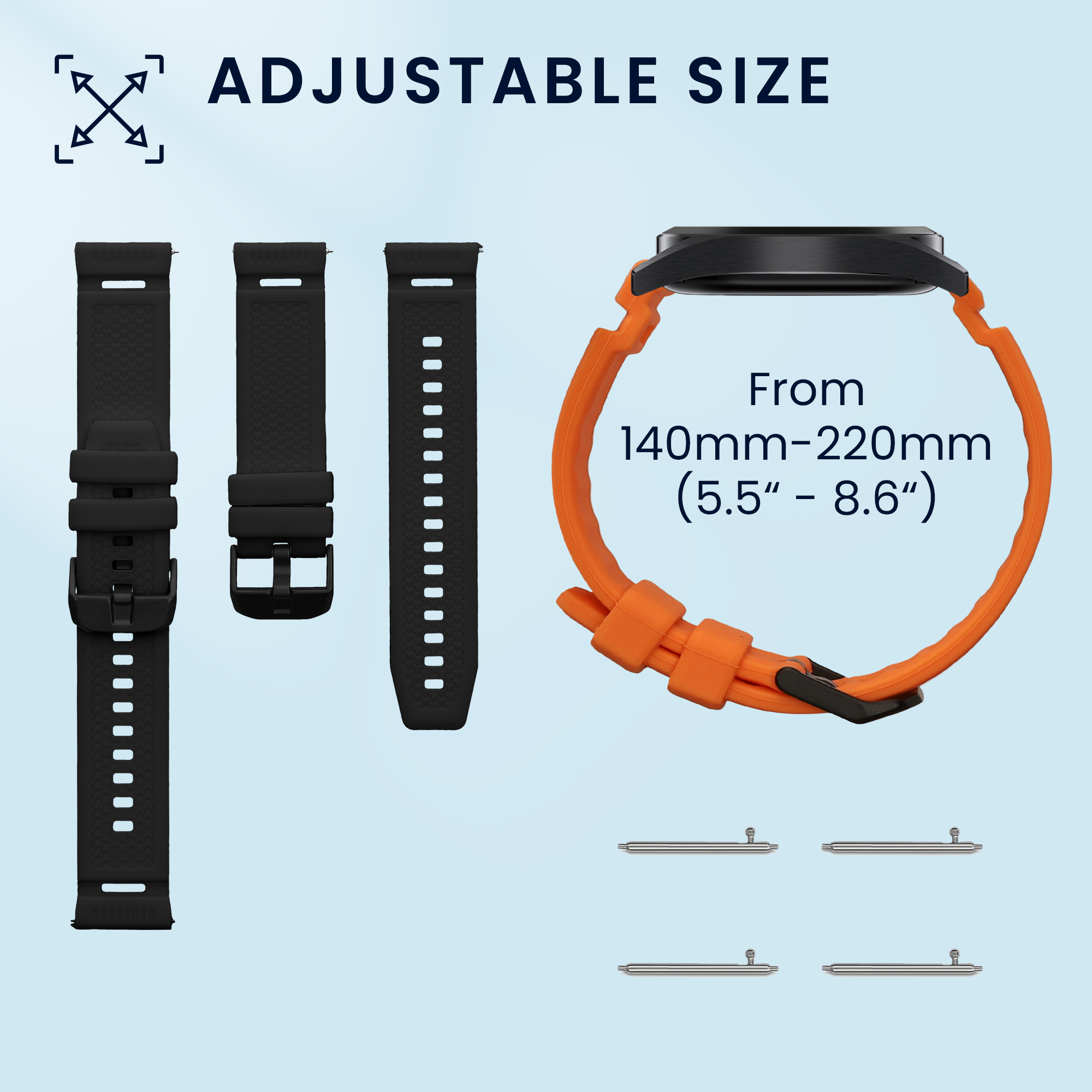 2 ks Řemínek na chytré hodinky Ticwatch Pro 5 Enduro / Pro 5 / Atlas / iTouch Air 3 kwmobile - černá/oranžová